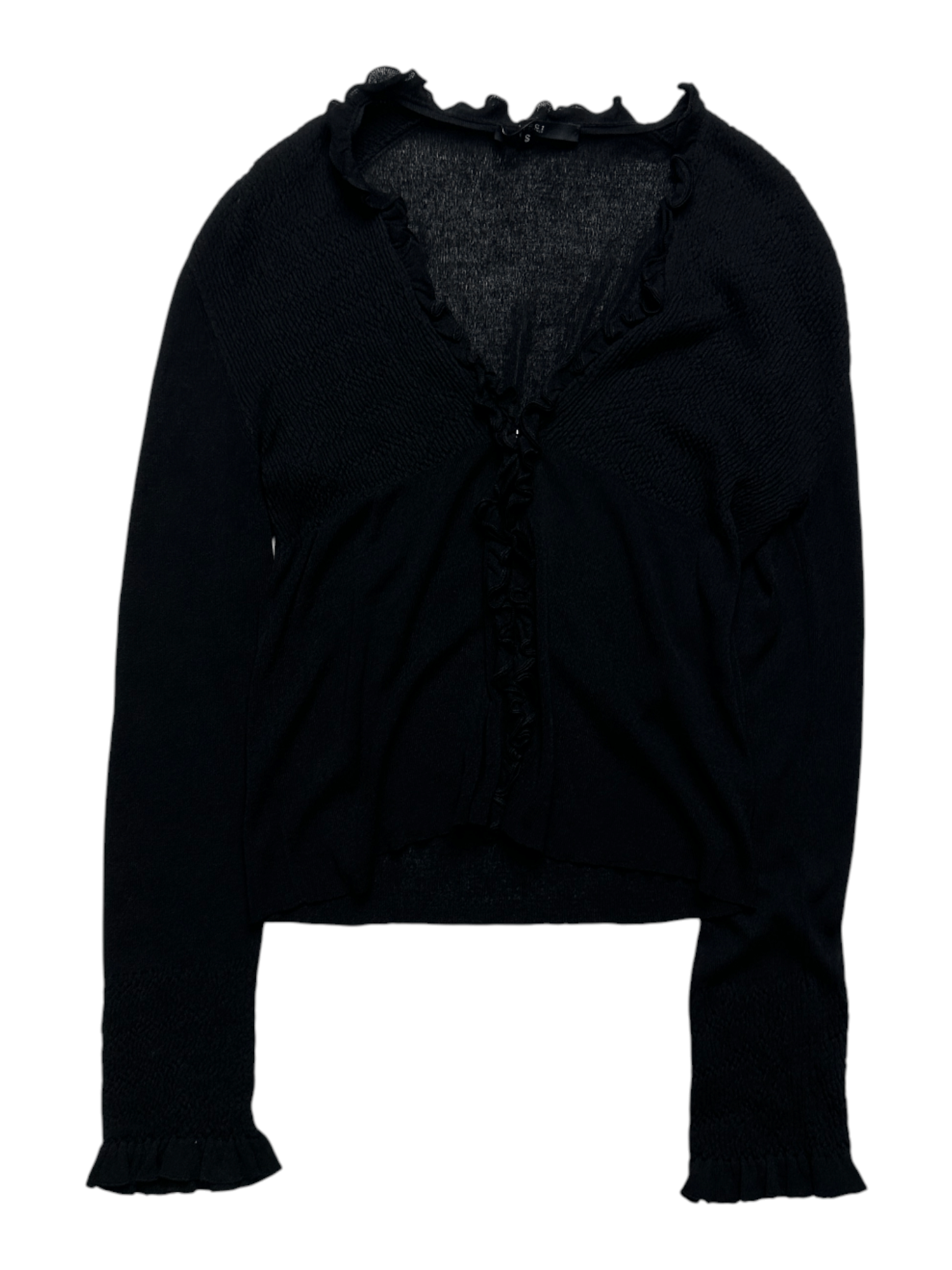 Gucci Gucci Black Cardigan With Ruffle Details Size S / US 4 / IT 40 - 2 Thumbnail