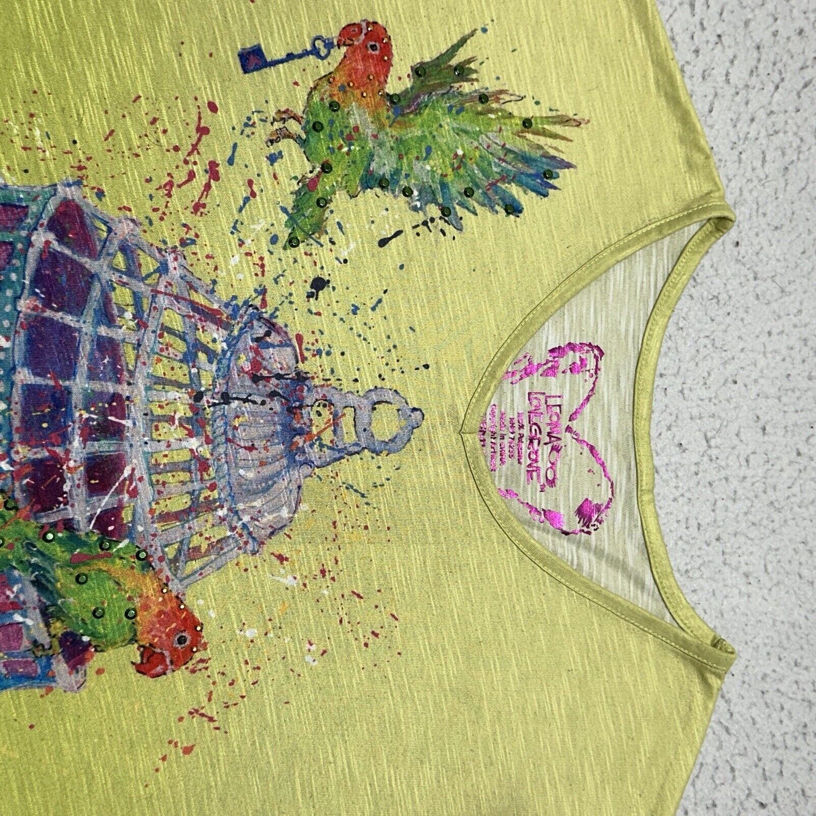 Other Leoma Lovegrove Medium Lovebird Rhinestone V Neck T Shirt Size M / US 6-8 / IT 42-44 - 2 Thumbnail