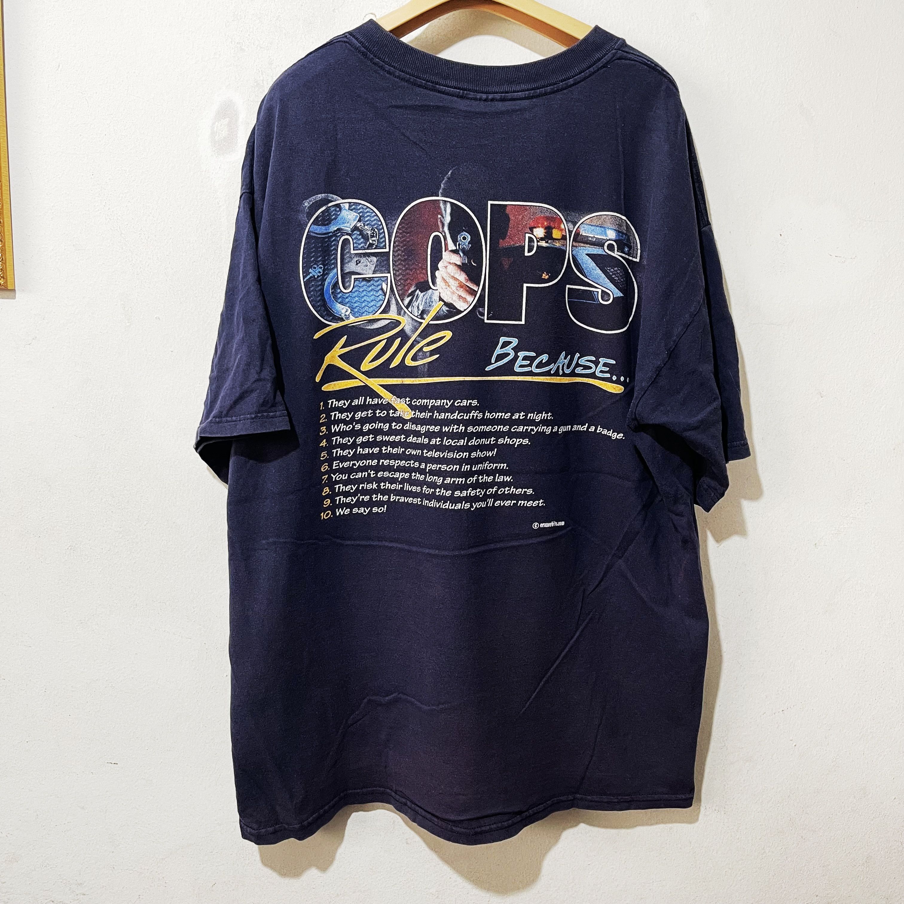 Band Tees × Vintage Vintage Cops Rule Shirt Size US XL / EU 56 / 4 - 3 Thumbnail