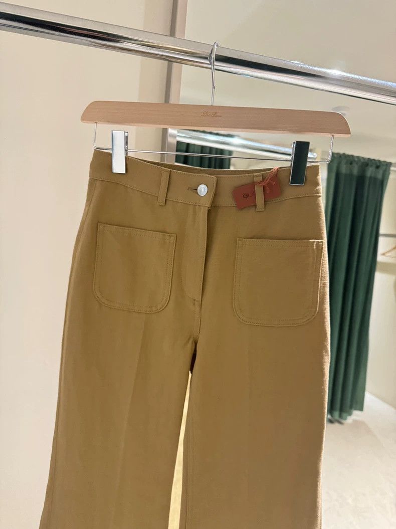 Loro Piana LORO PIANA Lady's beige high waist slight waft pants 44% c Size 26" / US 2 / IT 38 - 2 Thumbnail