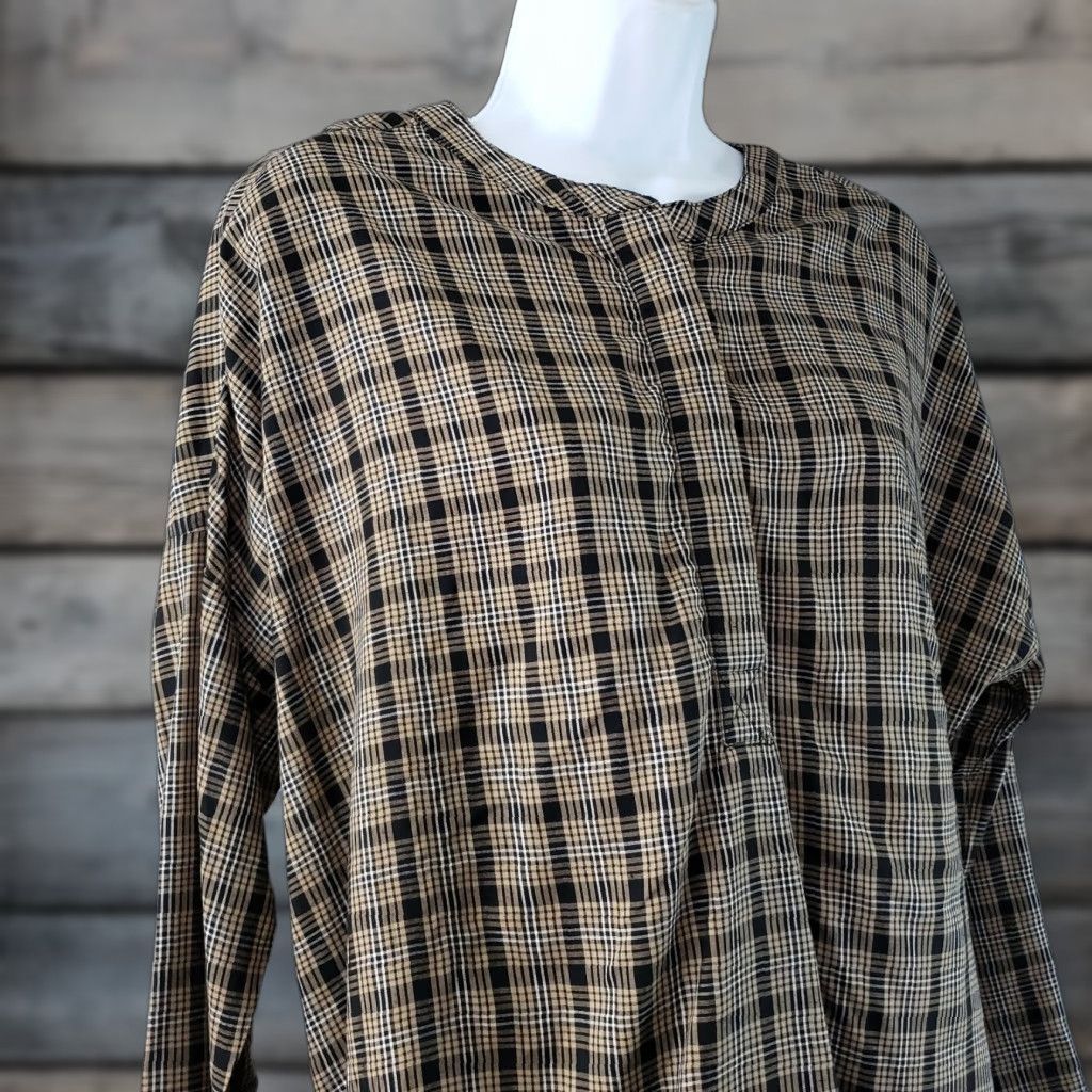 Vintage Peace & Pearls Blouse Shirt Womens Small Black Plaid Long Sleeve Viscose Popover Round Neck Casual Vintage No Size S / US 4 / IT 40 - 1 Thumbnail