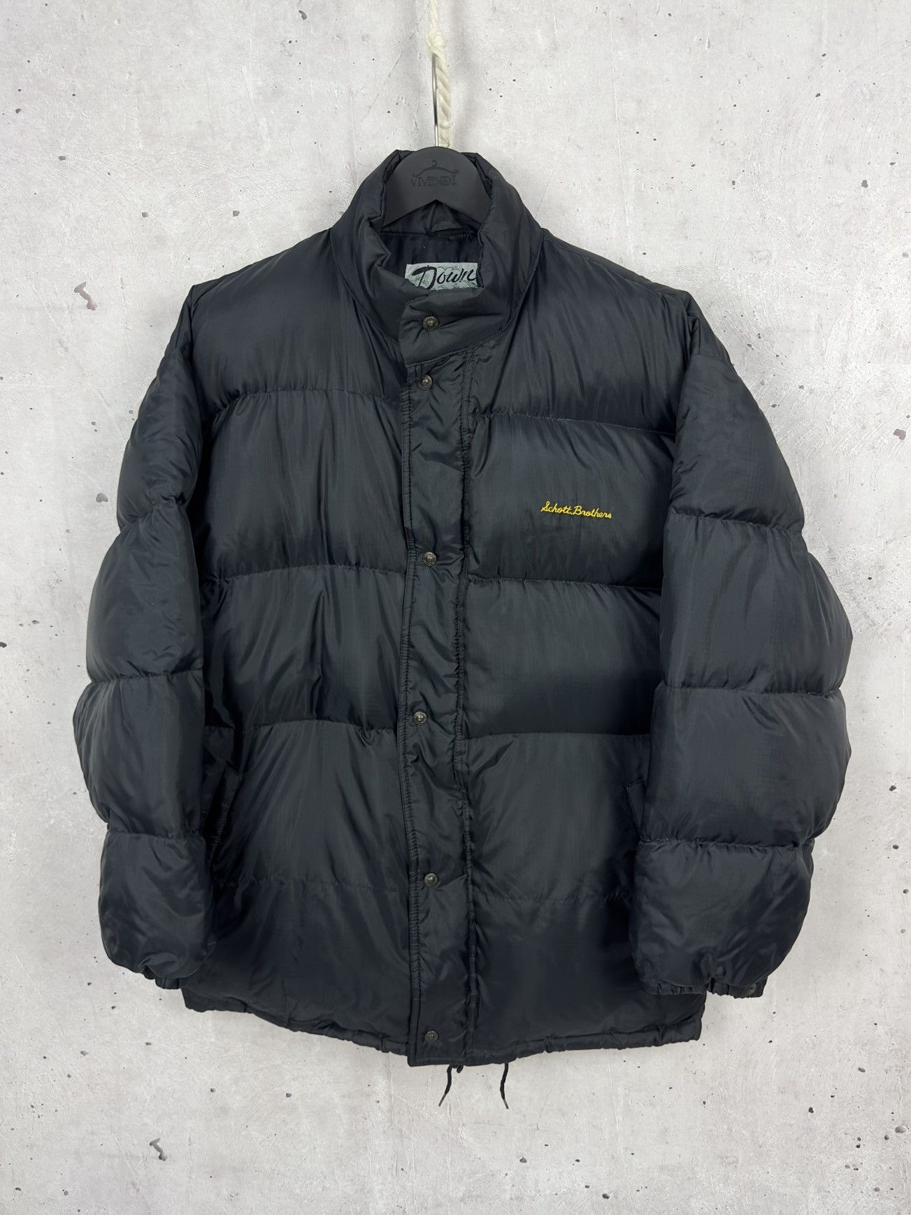 Vintage Schott Down Nylon Black Puffer Made in USA Jacket - Outerwear 