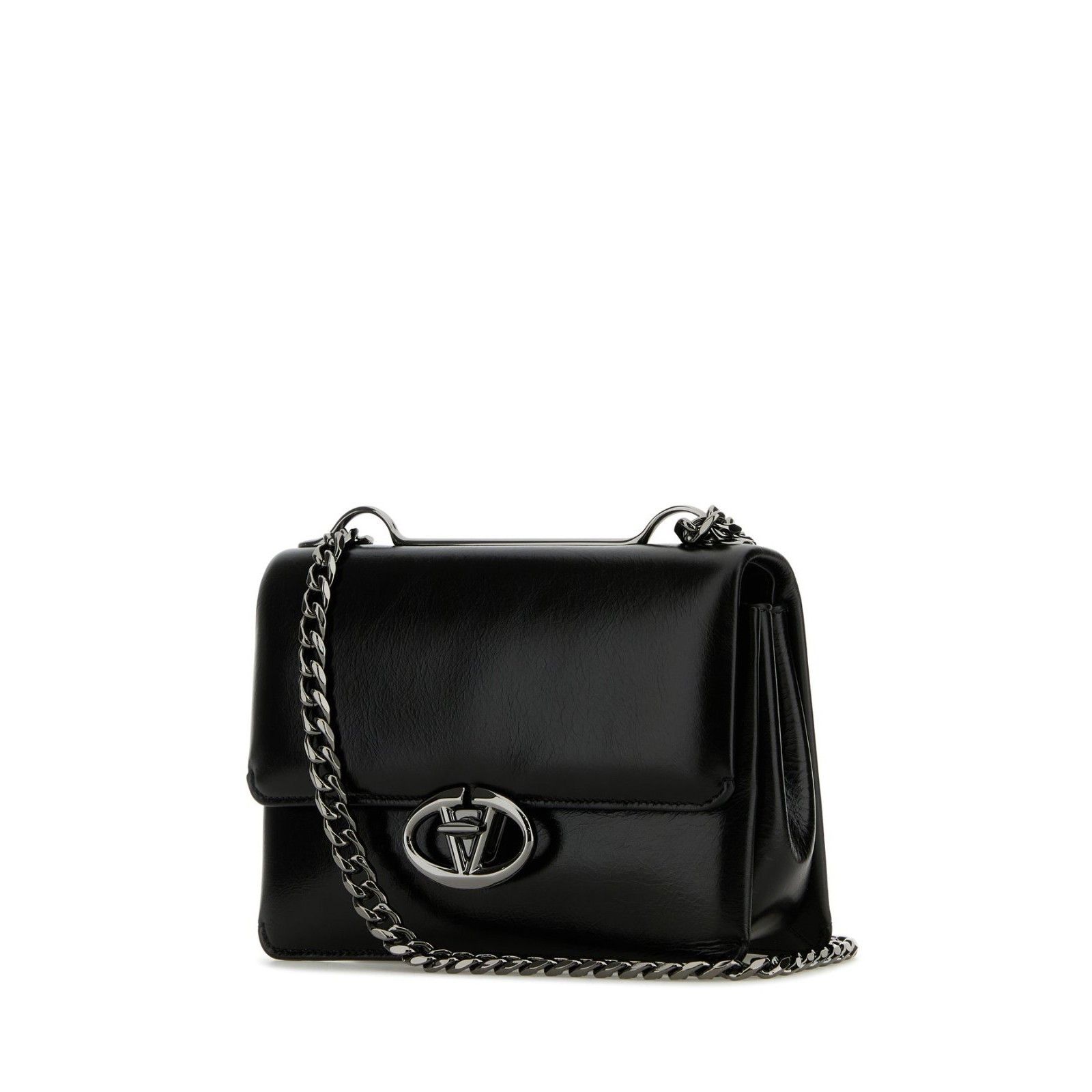 Valentino VALENTINO GARAVANI Small Black Shiny Leather Shoulder Bag Ne Size ONE SIZE - 2 Thumbnail