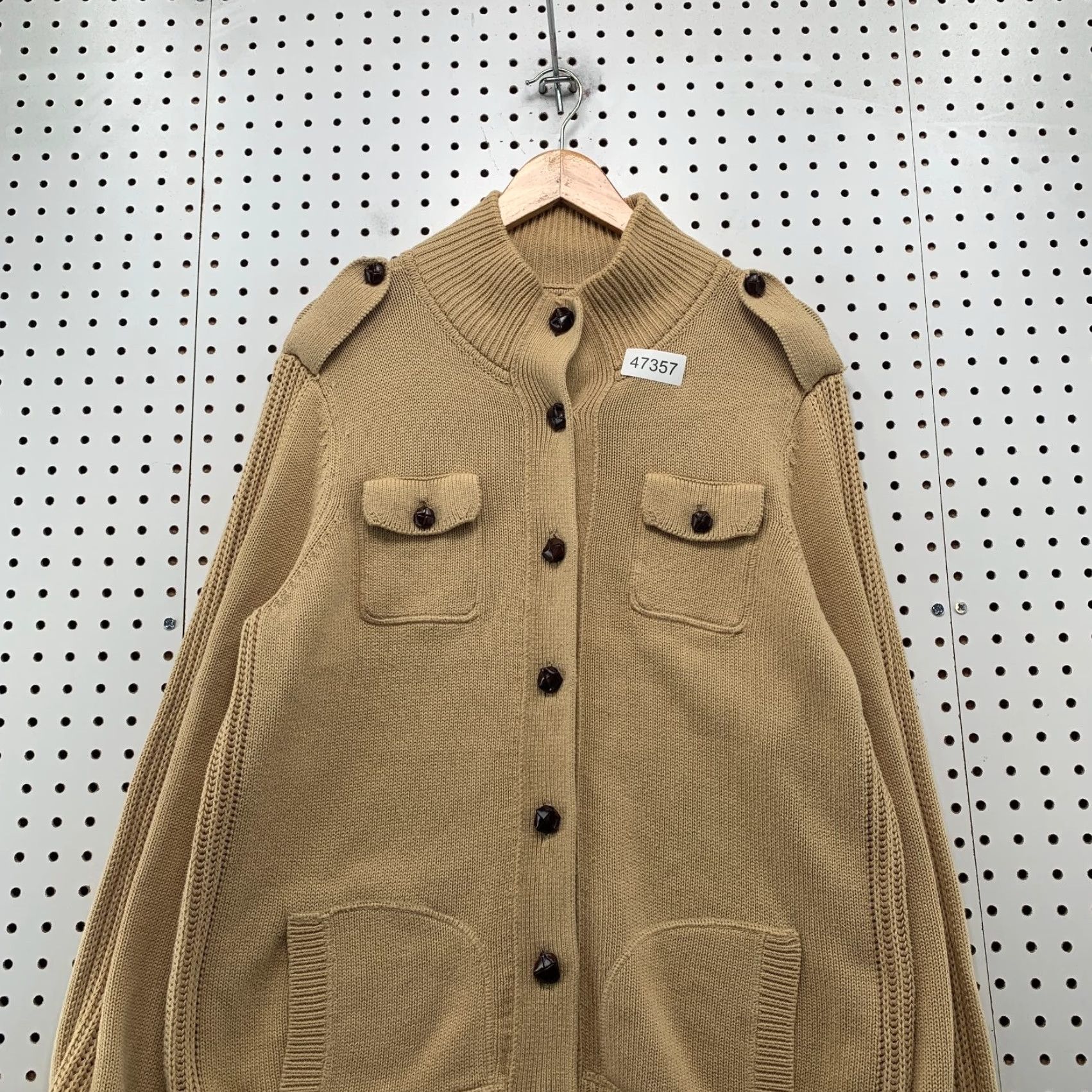 Ralph Lauren Ralph Lauren LRL Military Cardigan Sweater Womens 1X Caramel Knit Leather Button Cardigan Womens 1X Caramel Knit Button Size XL / US 12-14 / IT 48-50 - 4 Thumbnail