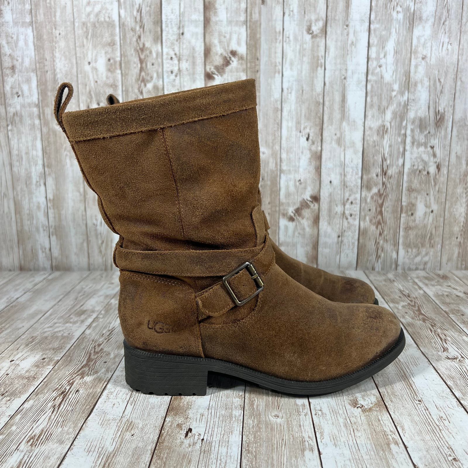 Ugg Waterproof Chipmonk brown leather boots womens 7