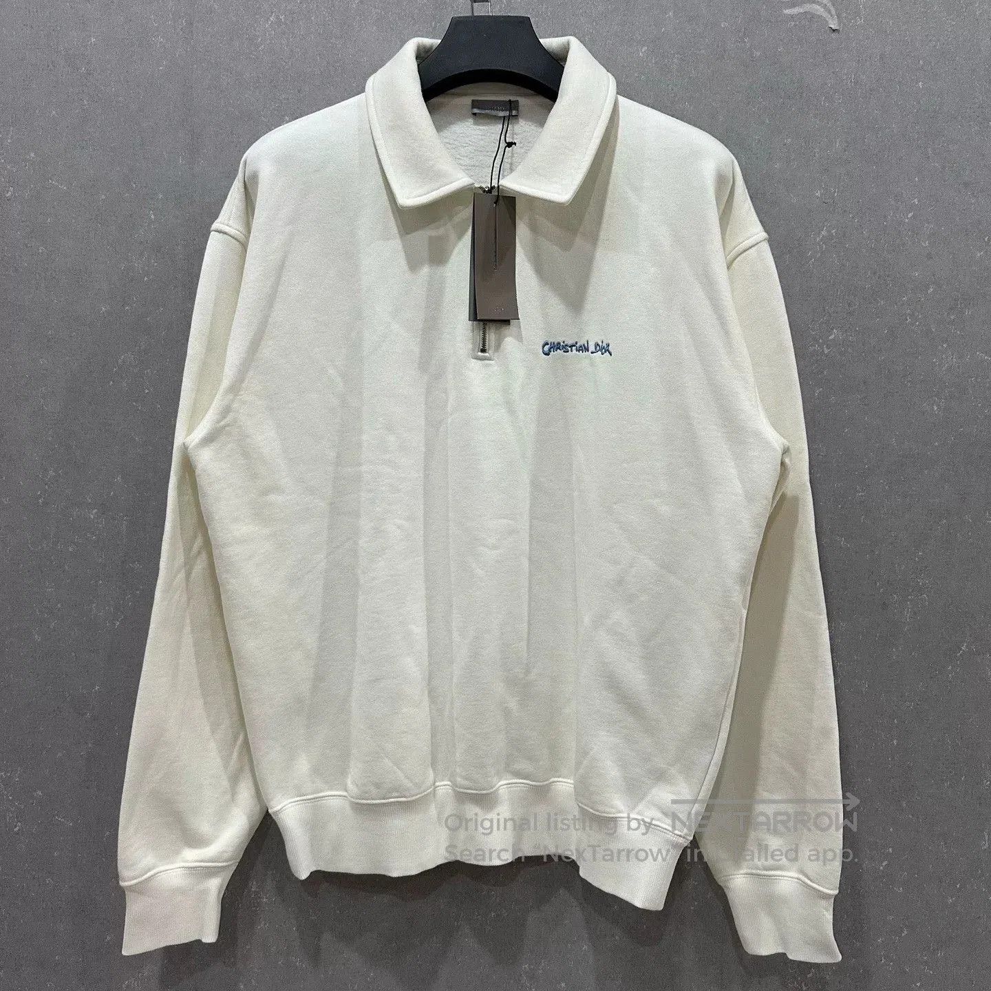Dior Dior White Logo Embroidered Half-Zip Sweatshirt. Size US M / EU 48-50 / 2 - 4 Thumbnail