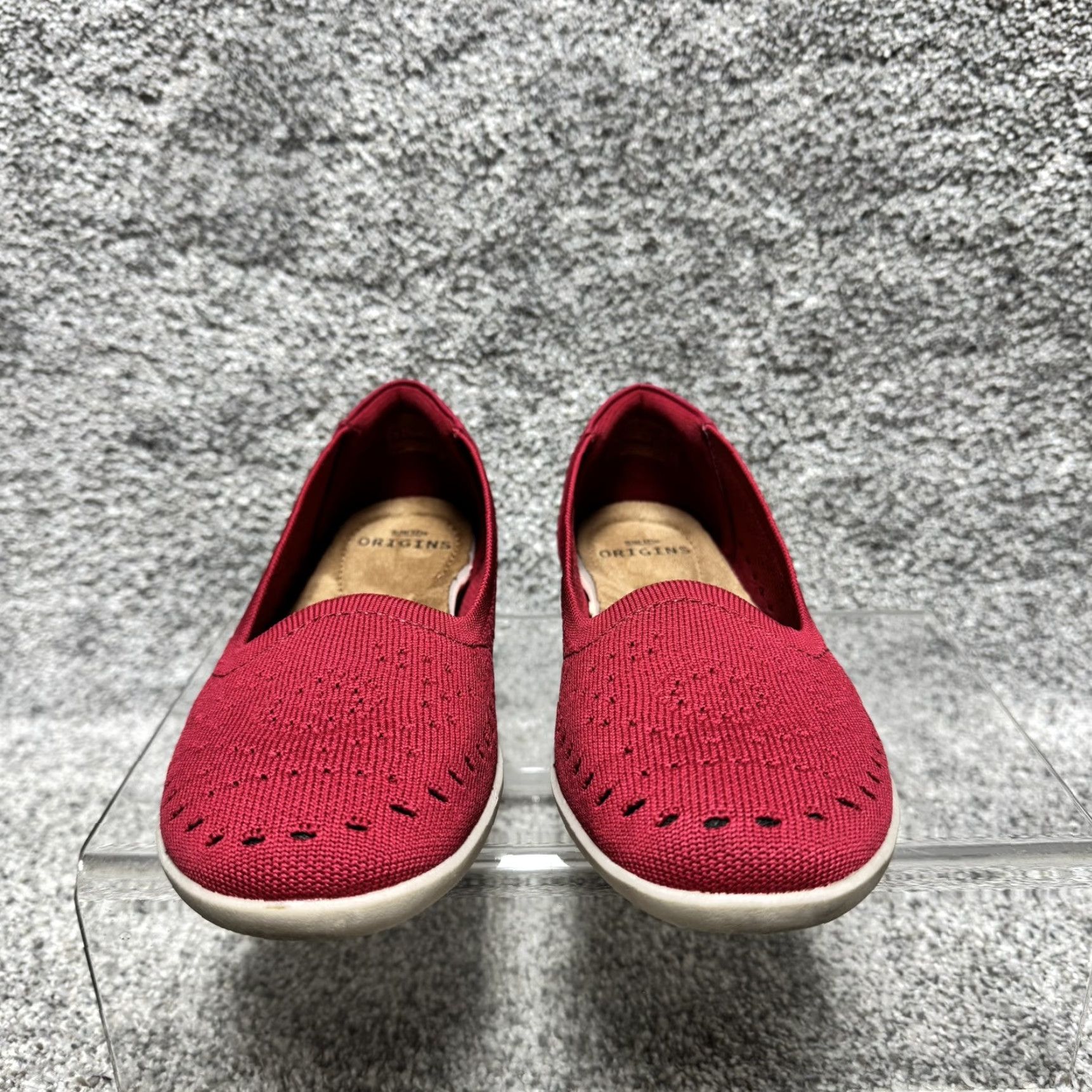 Vintage Earth Origins Faye Slip-On Flats Women 7.5 Red Perforated Boho Chic Comfort Office Shoes Size US 6 / IT 36 - 5 Thumbnail