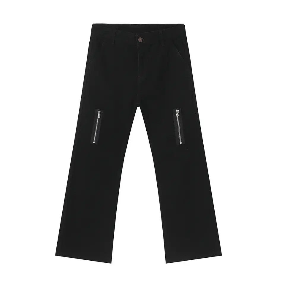Japanese Brand Retro loose zipper patchwork micro flared jeans Size US 32 / EU 48 - 5 Thumbnail