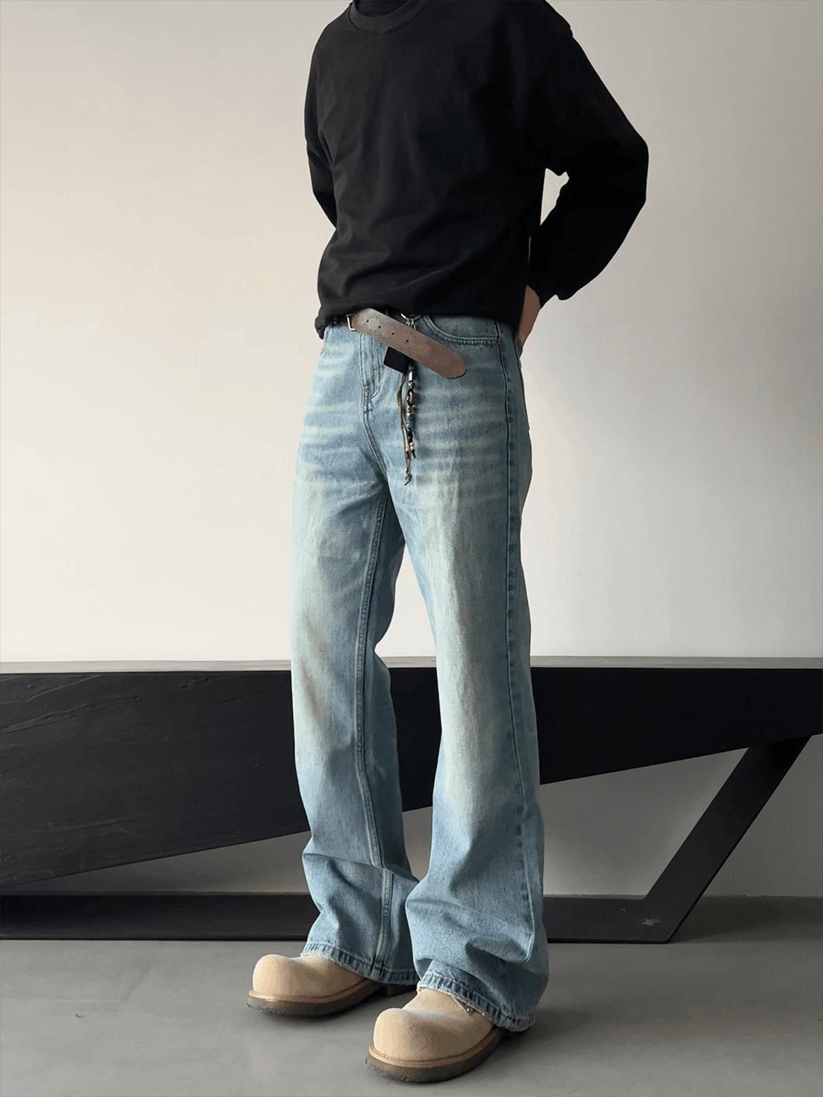 Jean × Vintage Stylish Light Blue Flared Jeans Size US 30 / EU 46 - 4 Thumbnail
