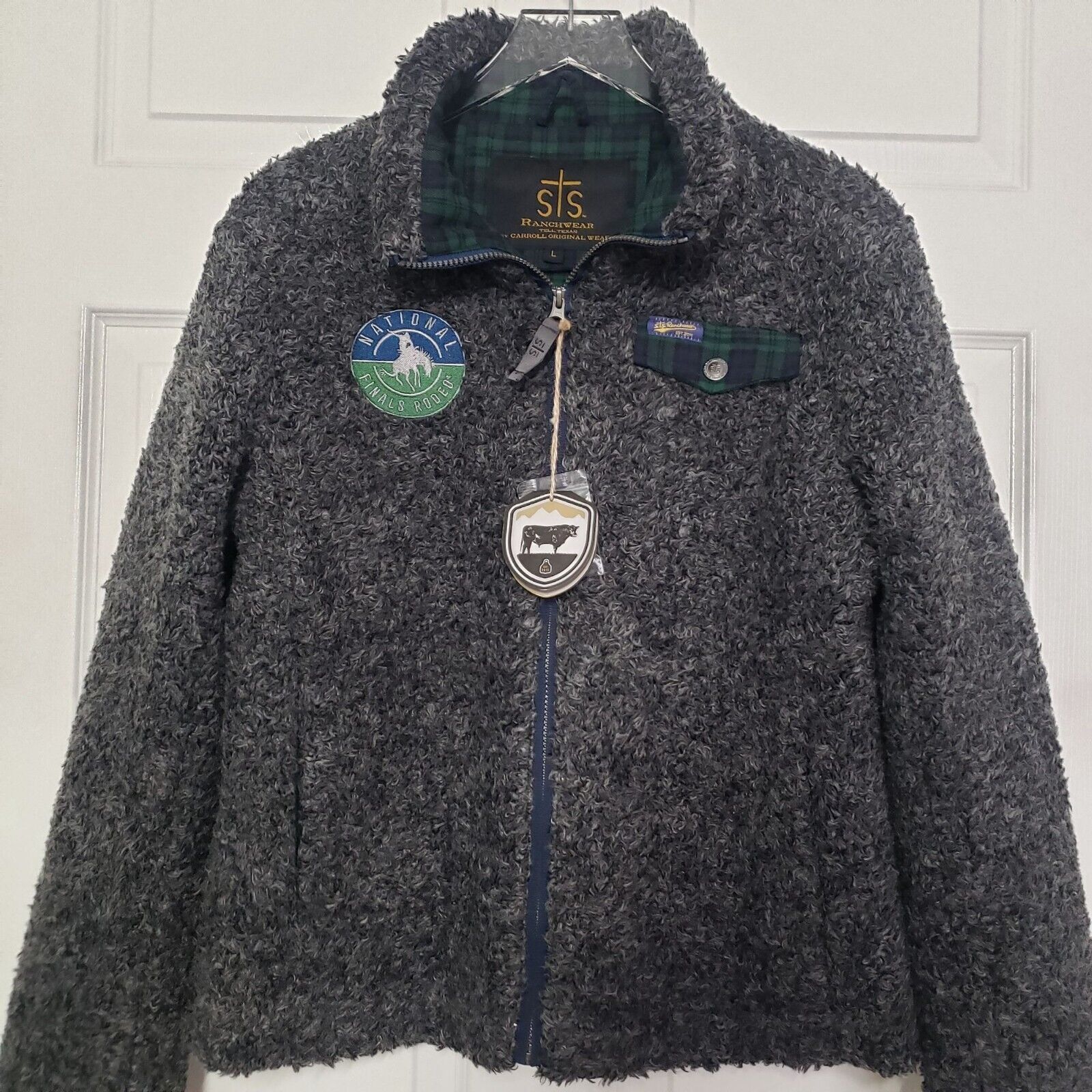 Designer STS Ranchwear Riata Jacket Womens Sz Large Black Hi Pile Size L / US 10 / IT 46 - 2 Thumbnail