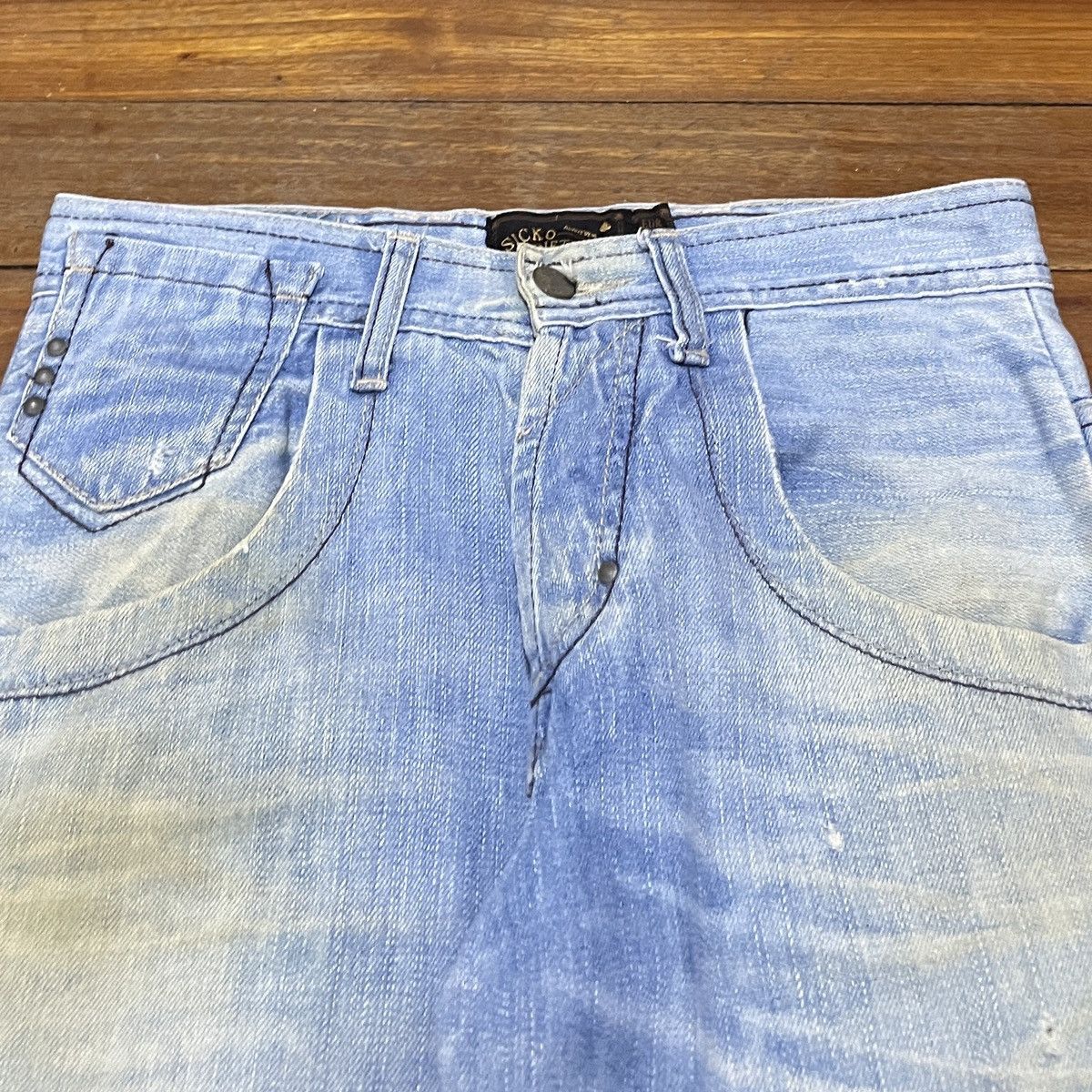 Le Grande Bleu (L.G.B.) Rare Design Vintage Brand Sicko Distressed Jeans 1990s Size US 29 - 3 Thumbnail