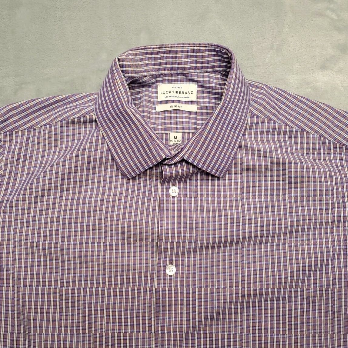 Lucky Brand VINTAGE Lucky Brand Shirt Mens M Purple Plaid Long Sleeve Slim Casual Dress Classic Size US M / EU 48-50 / 2 - 3 Thumbnail