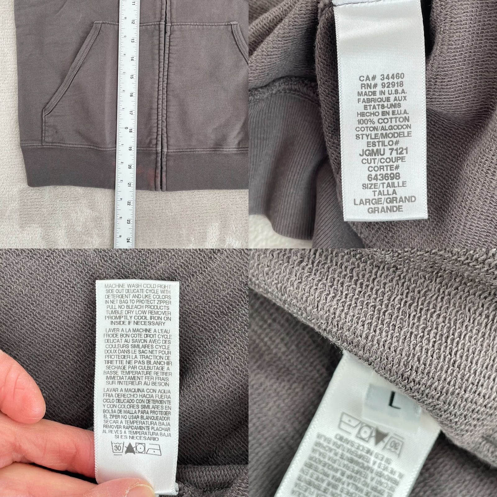 Juicy Couture VINTAGE Juicy Couture Hoodie Women Large Gray Back Logo Long Sleeve Full Zip Knit French Terry 100% Cotton Grunge Decade 90s Mens Womens Size L / US 10 / IT 46 - 8 Thumbnail
