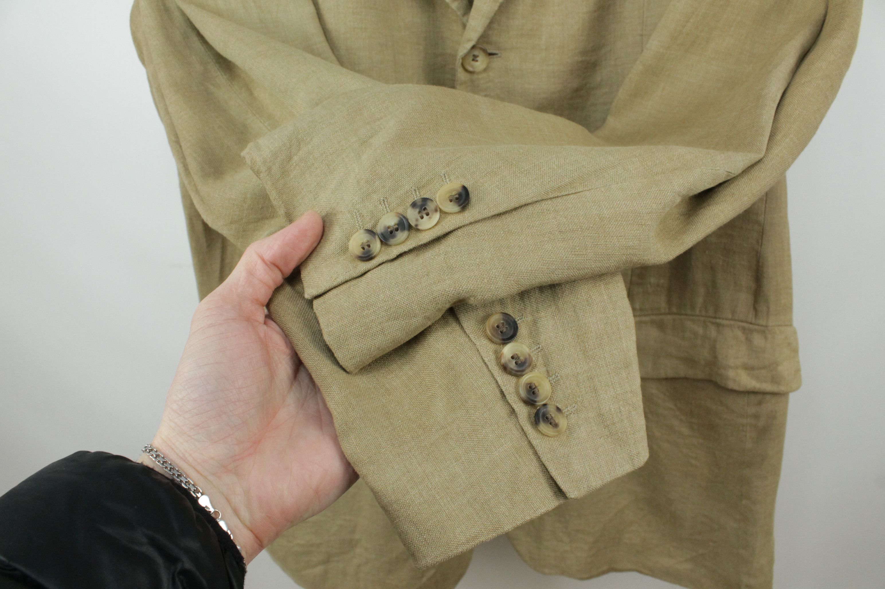 Designer × Hugo Boss × Vintage Vintage Hugo Boss Beige Linen Relaxed Fit Sport Coat Blazer Size US M / EU 48-50 / 2 - 4 Thumbnail