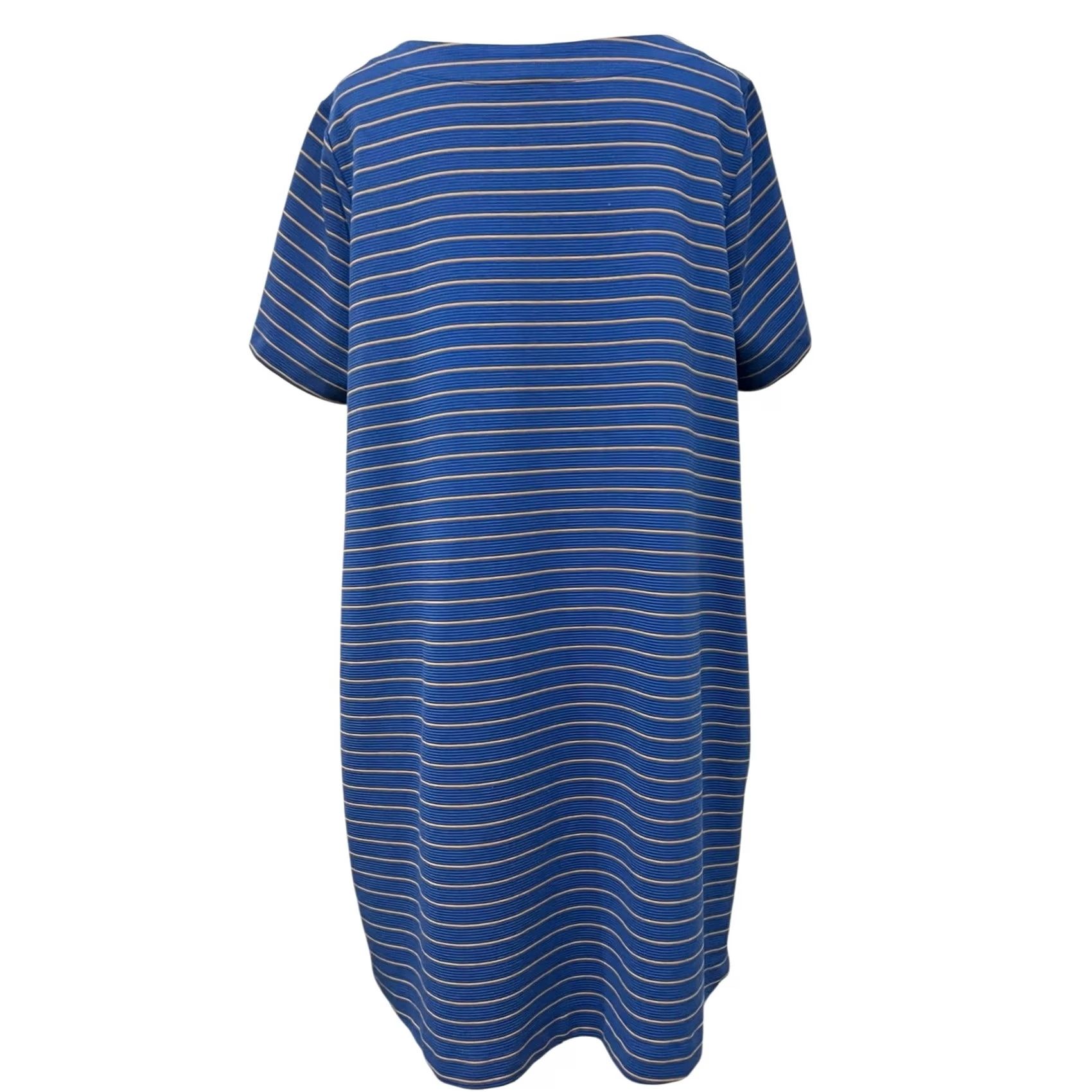 Lands' End Lands' End Dress Womens Plus 1X Tee Shirt Shift Striped Pockets Coastal Nautical Shirt Dress Knee Length Boat Neck Short Sleeve Womens Size XL / US 12-14 / IT 48-50 - 6 Thumbnail