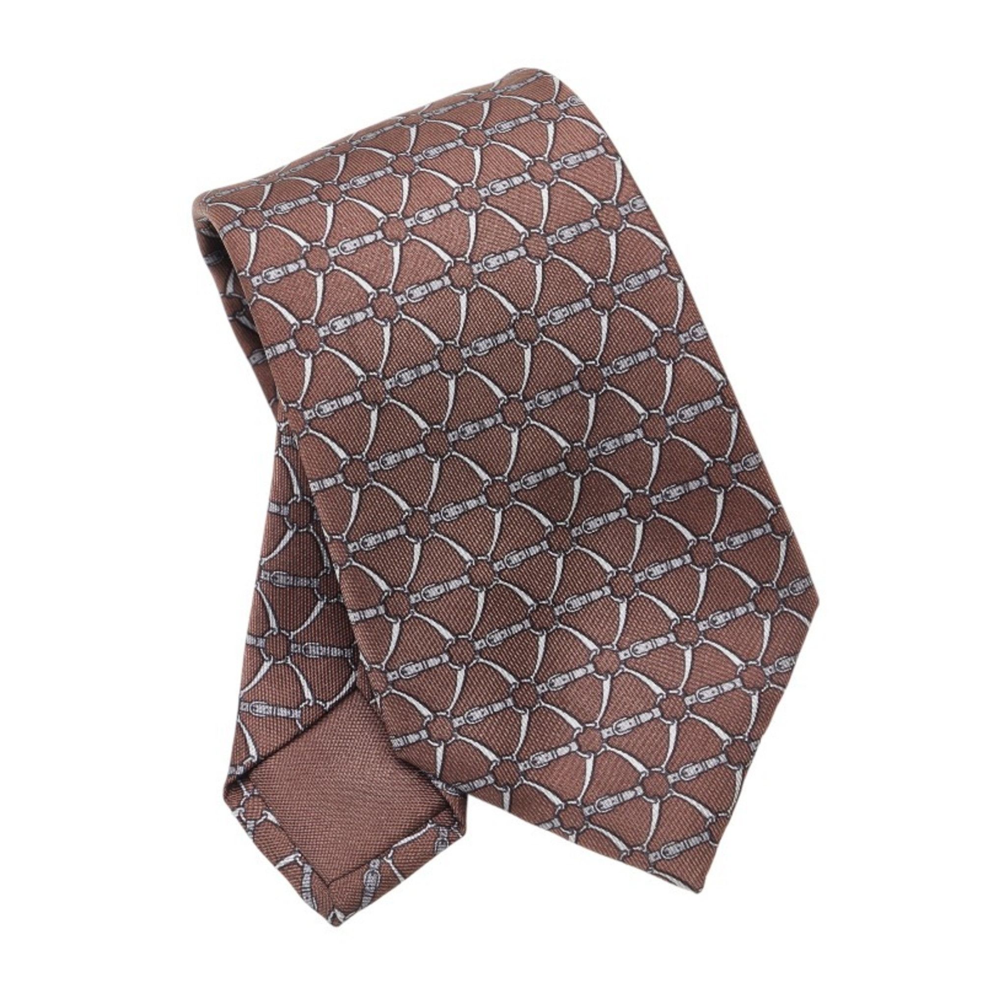 image of Hermes Tie Brown Silk Men's Hermes