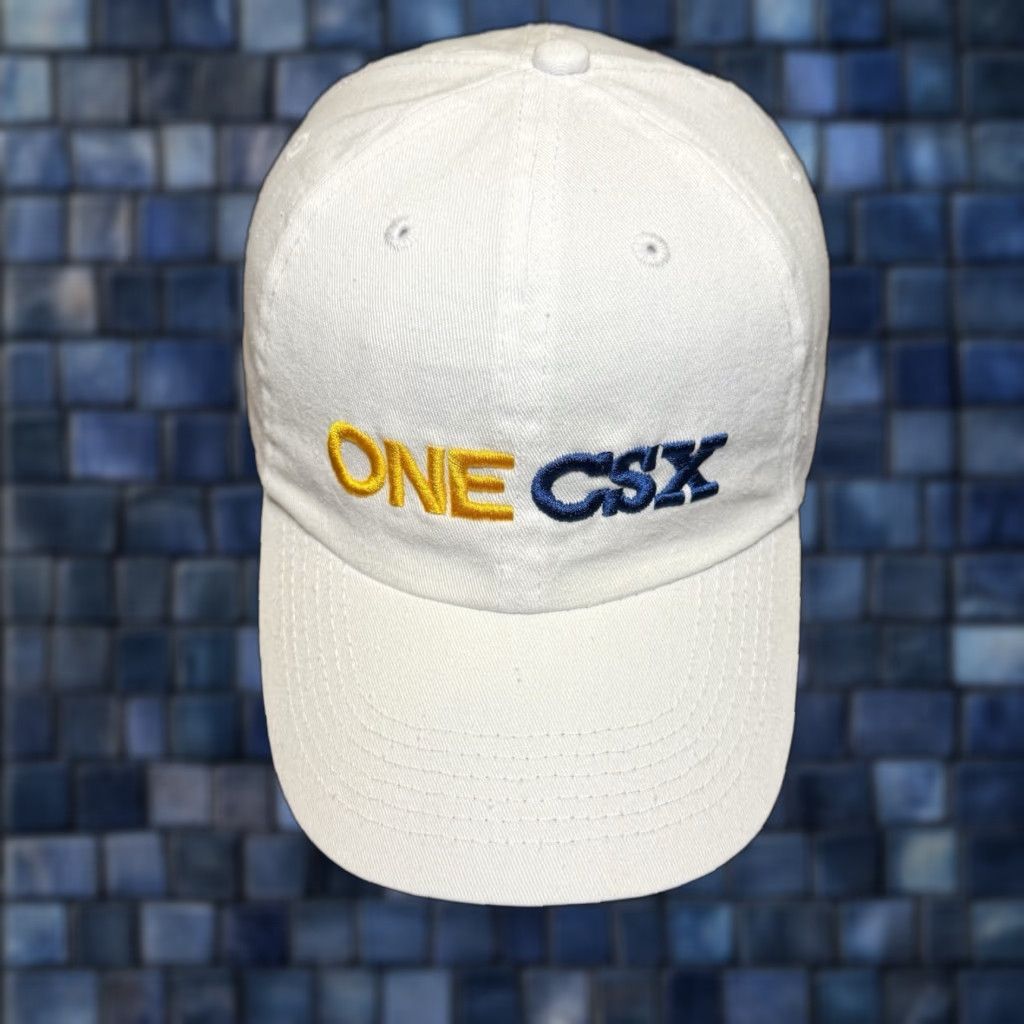 Vintage VINTAGE CSX Railroad Train Hat White Blue Yellow Cap Trucker Locomotive Adjustable Unisex Adults Snapback 80s USA Hat Boys Girls Mens Womens Size ONE SIZE - 1 Thumbnail