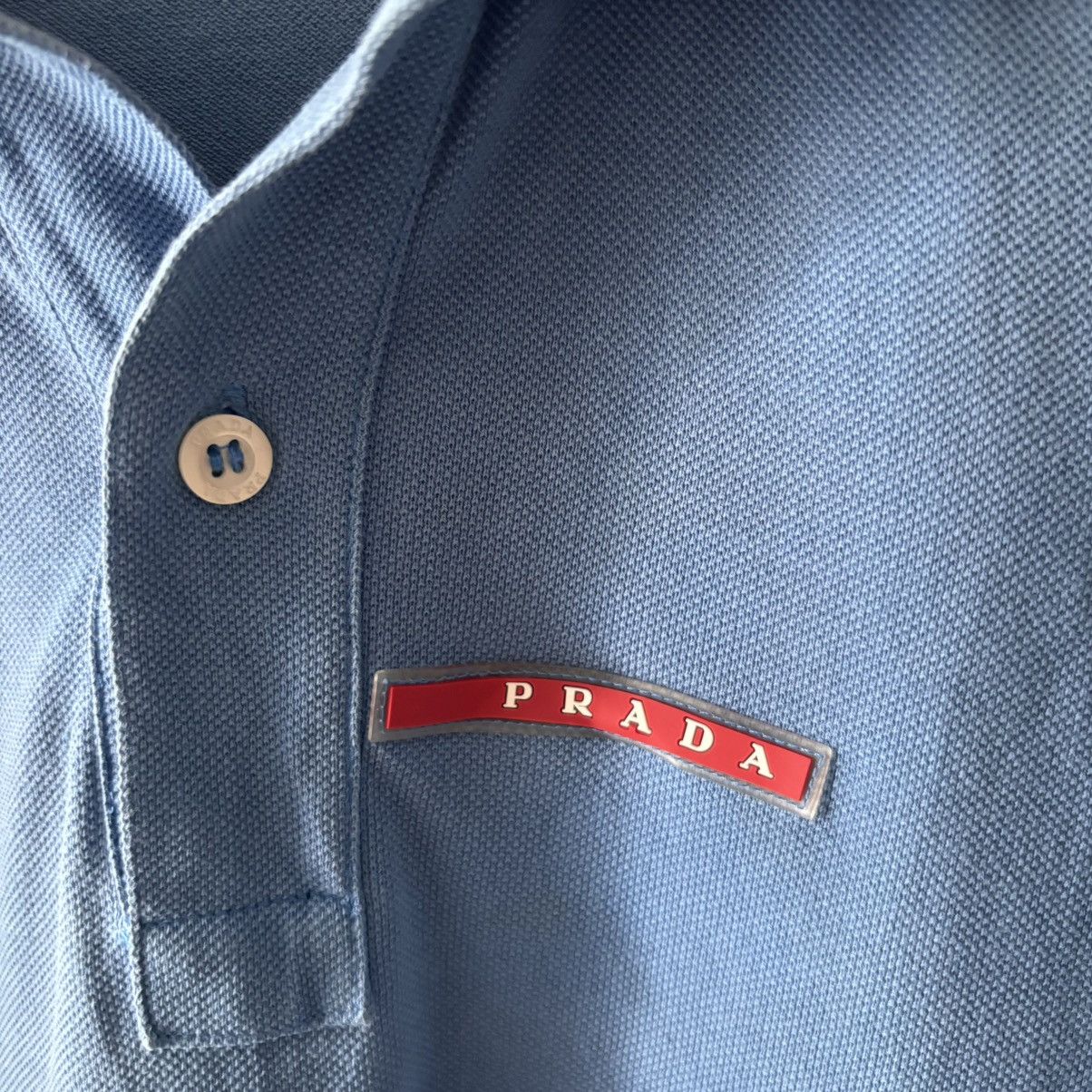 Prada Prada Red Tab Logo Blue Polo Shirt Size US L / EU 52-54 / 3 - 4 Thumbnail