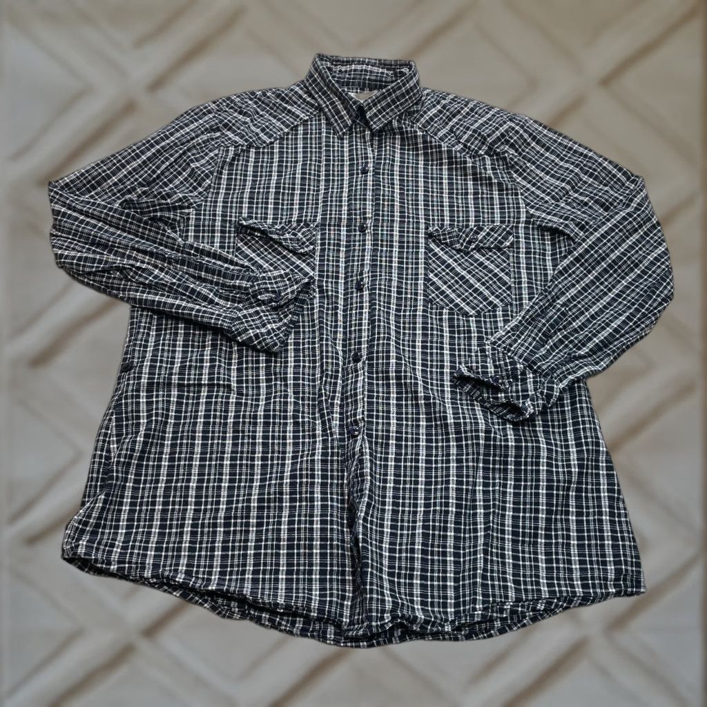 Vintage VINTAGE Matchstick Shirt Plaid Button Up XL Mens Blue White Long Sleeve Cotton Size US XL / EU 56 / 4 - 1 Thumbnail