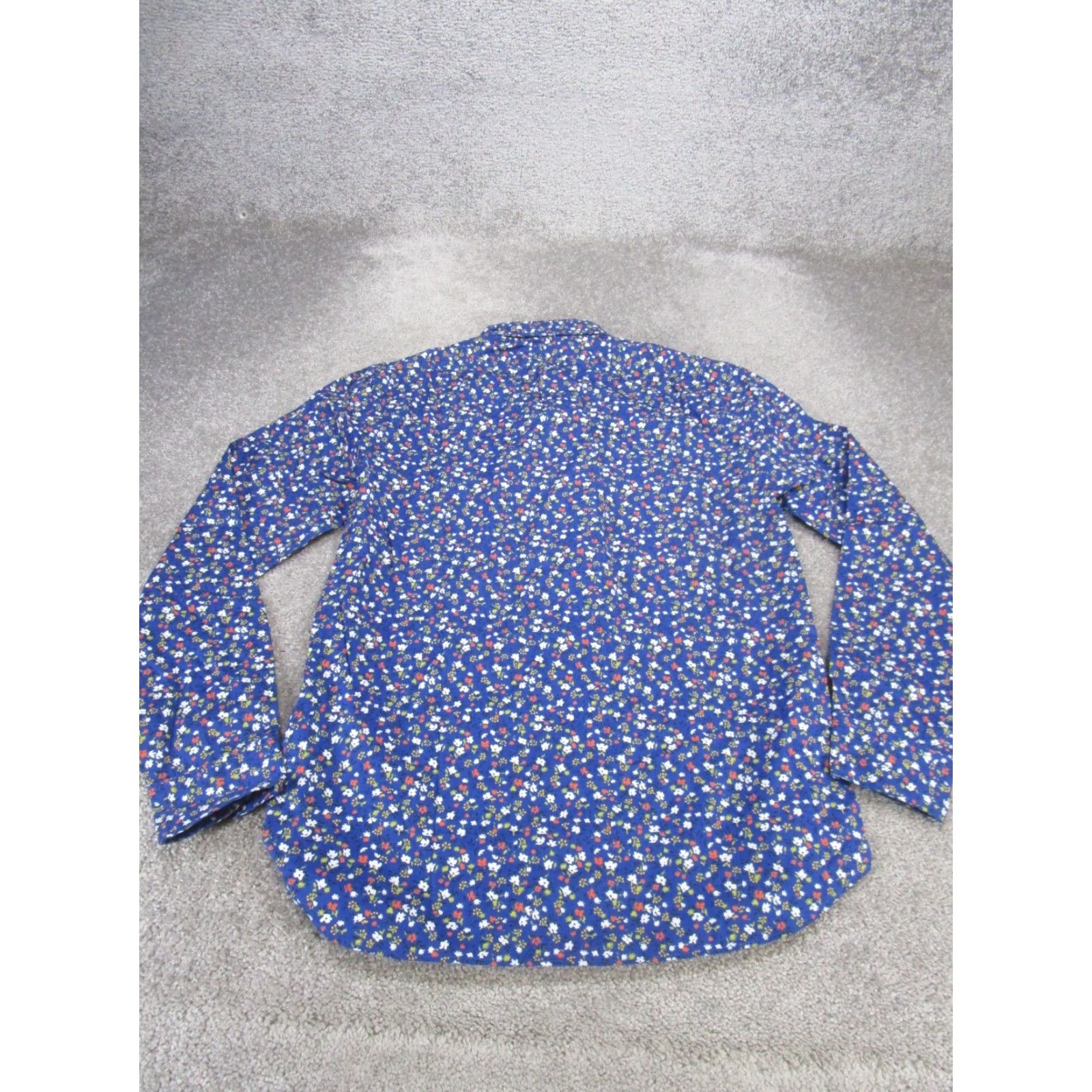 Mens Blue Floral Long Sleeve Button-Down Shirt Medium