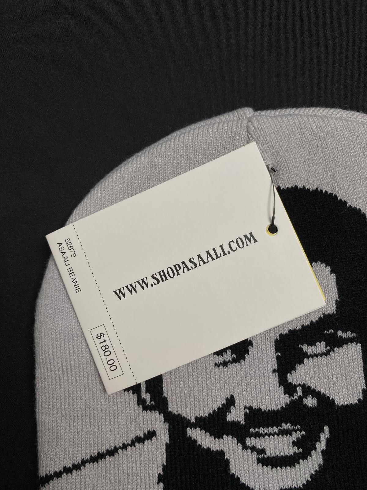 Asaali Deadstock Asaali Cartel Skully No Cuff Knit Gray Beanie Hats Size ONE SIZE - 8 Thumbnail