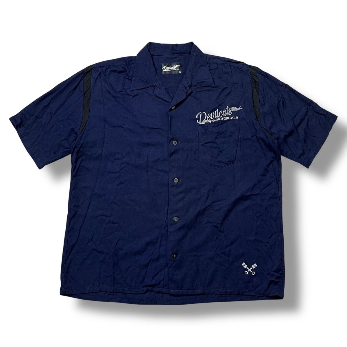 Indian Motorcycle Devilcats motorcycle bowling shirt rayon Size US XL / EU 56 / 4 - 2 Thumbnail