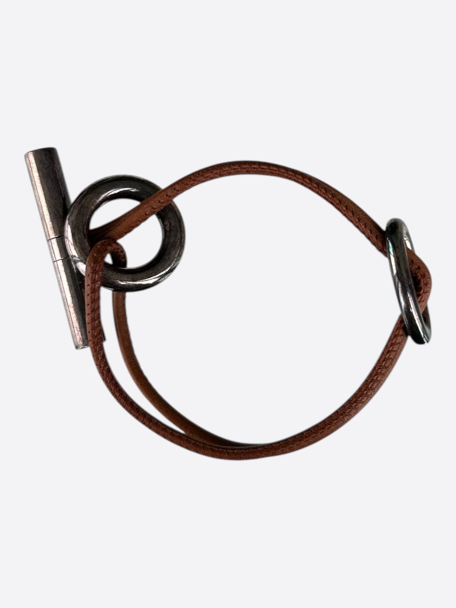 Hermes Hermes Brown Swift & Palladium Hardware Skipper Bracelet Size ONE SIZE - 2 Thumbnail