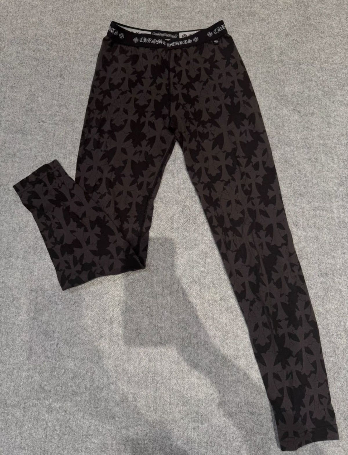 Chrome Hearts Chrome Hearts Black/Brown All-Over Cross Logo Leggings Size US 31 - 1 Thumbnail