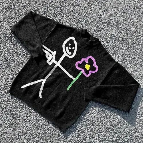 Aran Isles Knitwear Sweater Retro Painting Skull Graphic Hip Hop Size US L / EU 52-54 / 3 - 2 Thumbnail