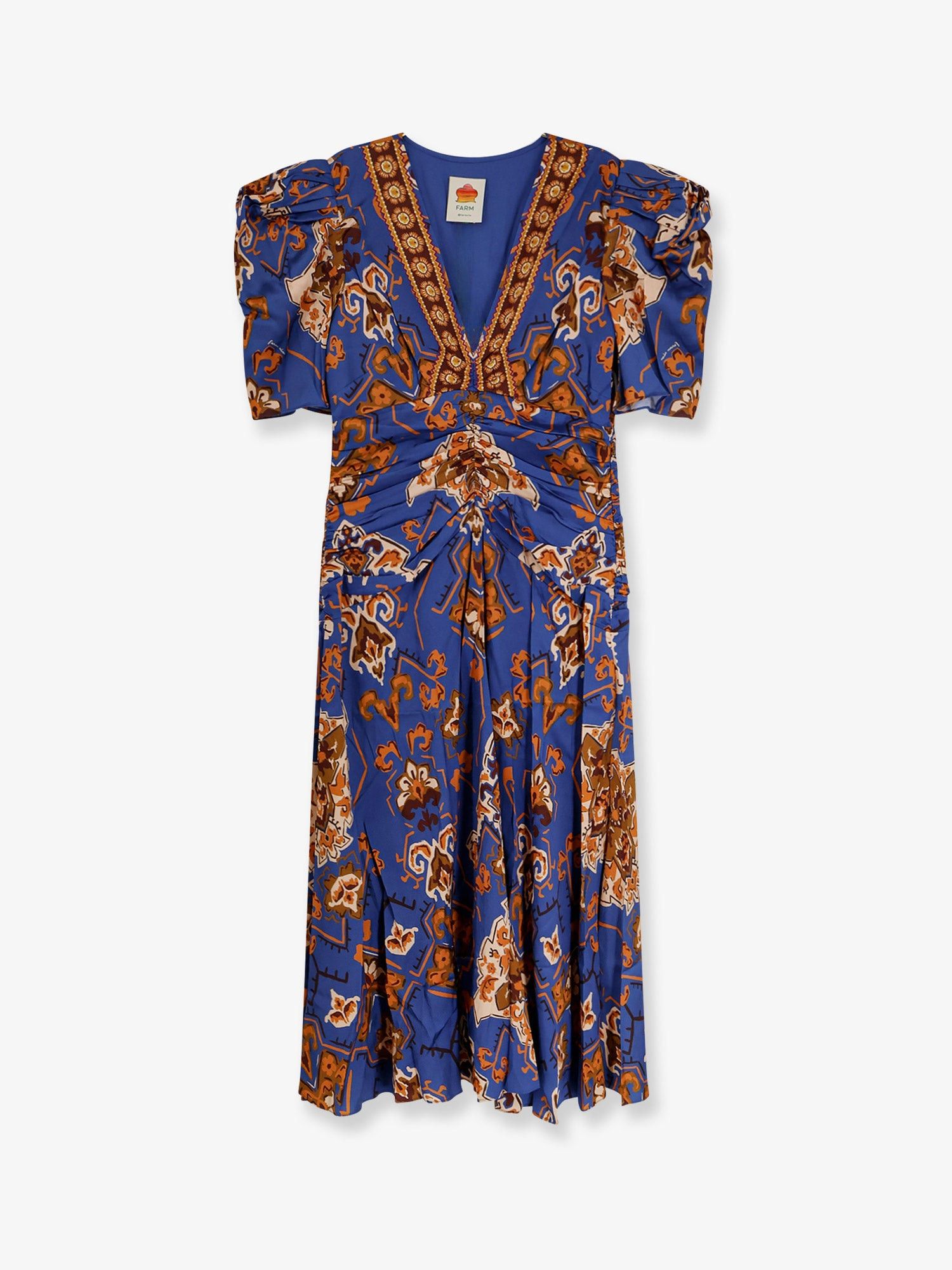 Farm Rio Ornament Floral Viscose Midi Dress Size S / US 4 / IT 40 - 1 Thumbnail