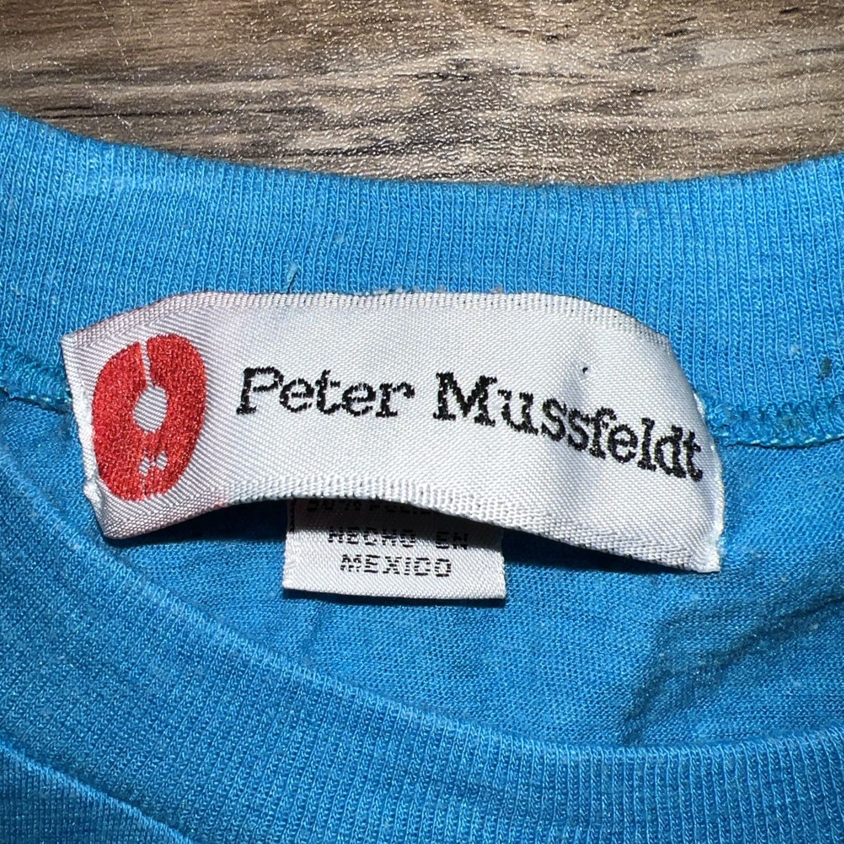 Vintage VINTAGE Peter Mussfeldt T-Shirt Blue XL Mens SINGLE STITCH Mexico Stitch Size US XL / EU 56 / 4 - 2 Thumbnail