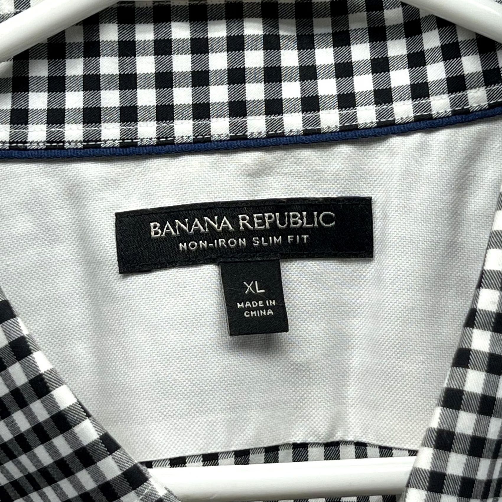 Banana Republic Banana Republic Dress Shirt Mens XL Black Gingham Slim Fit Non Iron Long Sleeve Button-Down Collar Shirt Womens? Size 46R - 5 Thumbnail