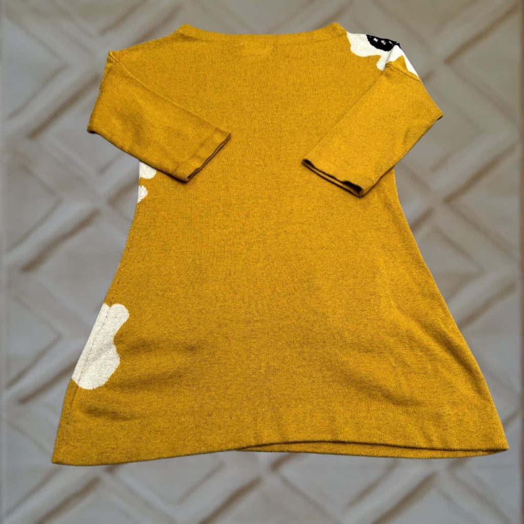 Anthropologie Anthropologie Field Flower Poppy Sweater Dress Womens M Yellow Silk Cotton Knit Dolman Sleeve Long Floral Vintage No Size M / US 6-8 / IT 42-44 - 1 Thumbnail