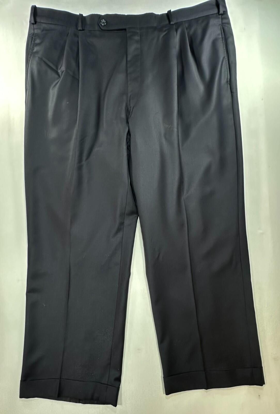 Tom James Royal Classic Pleated Dress Pants Black Mens 40/28