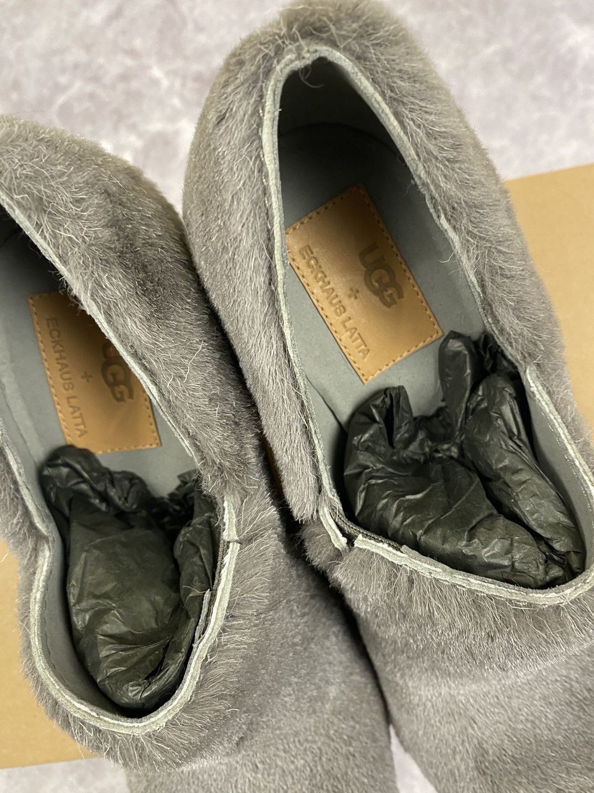 Eckhaus Latta Ugg x Eckhaus Latta Grey Fur Cone Heels Mules Size US 7 / IT 37 - 3 Thumbnail