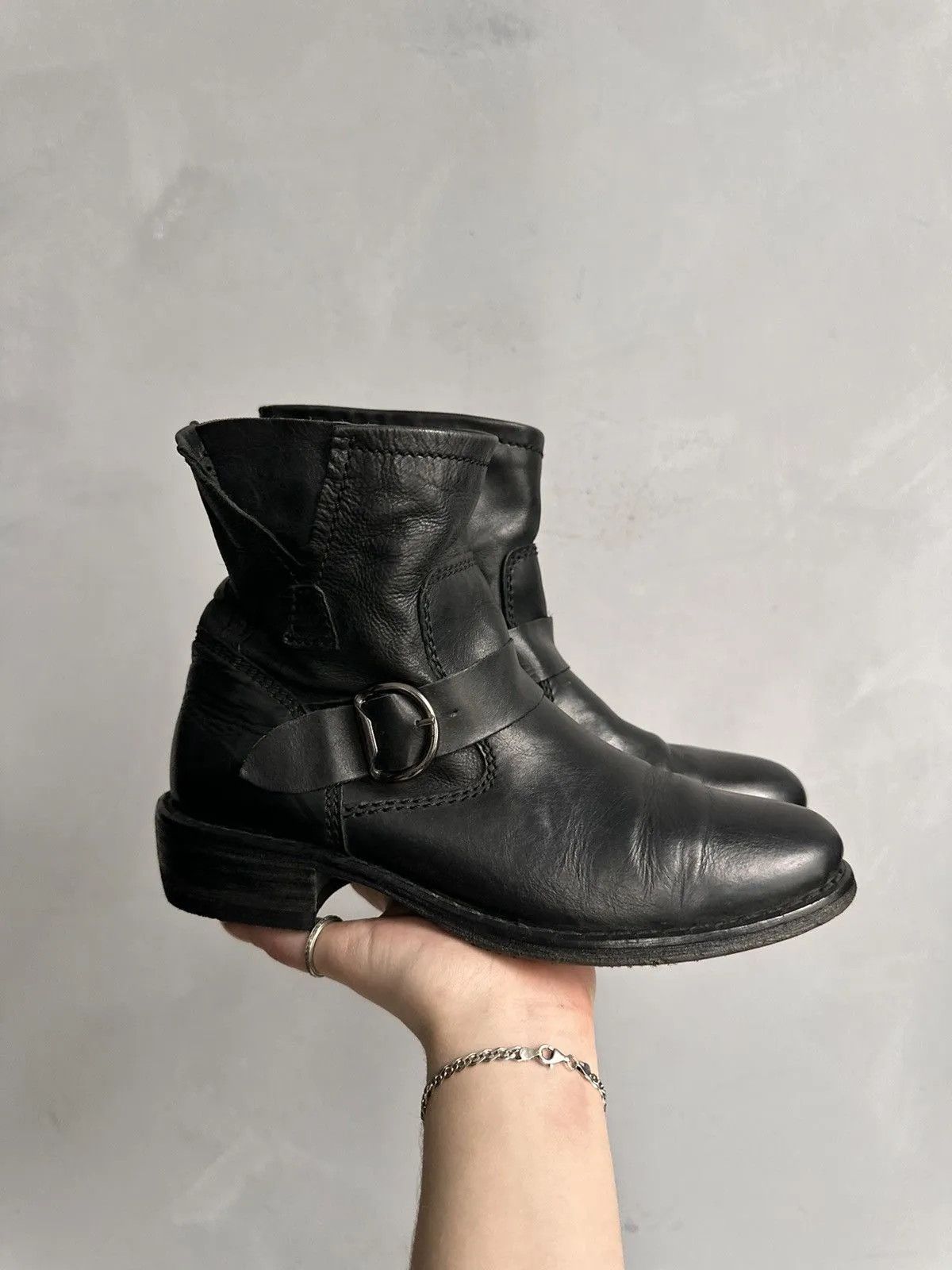 Leather Black leather ankle boots metal zip AS 98 style guidi Size US 9 / IT 39 - 2 Thumbnail