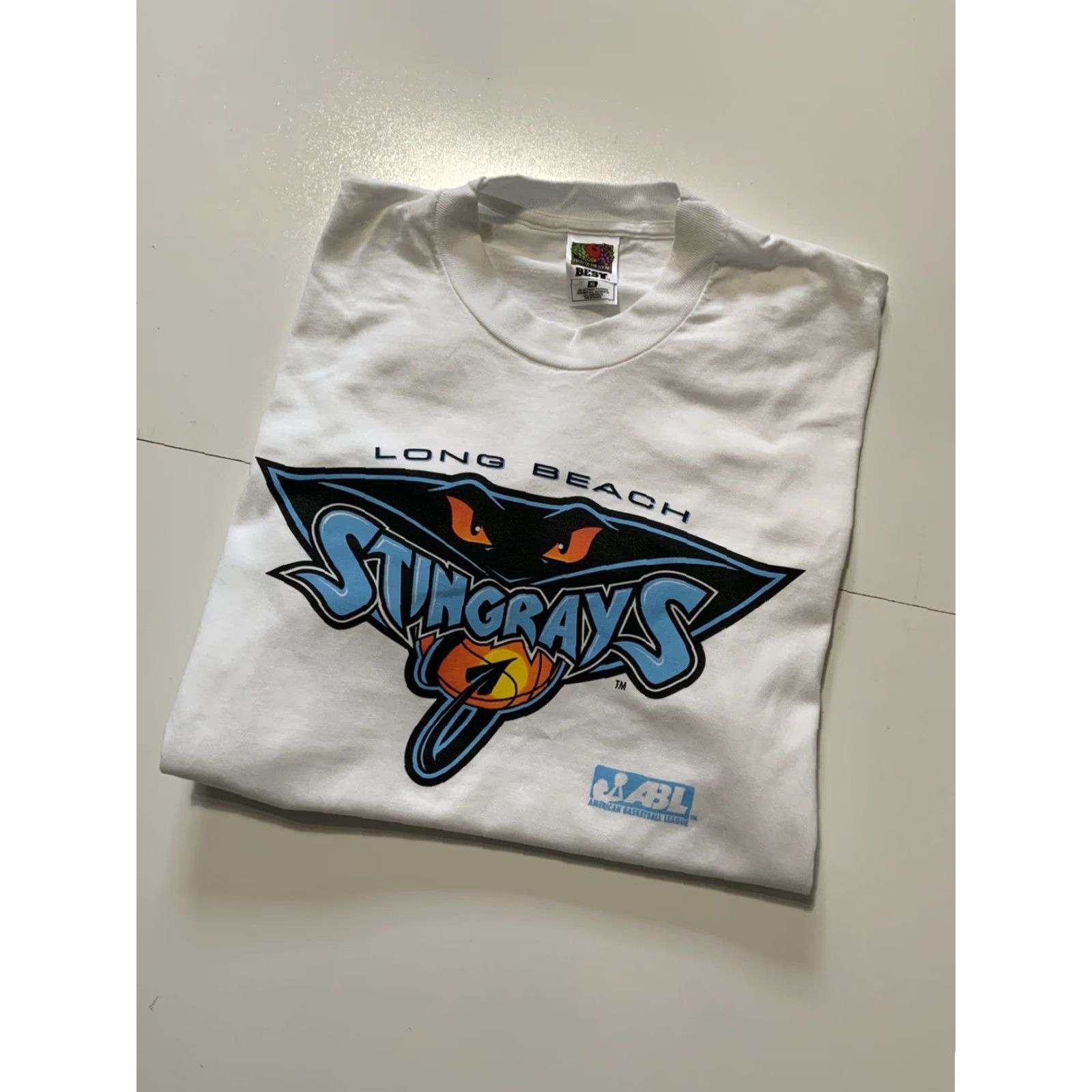 Vintage VTG 1997-98 90s ABL Long Beach Stingrays T-Shirt XL Shirt Mens Size US XL / EU 56 / 4 - 2 Thumbnail
