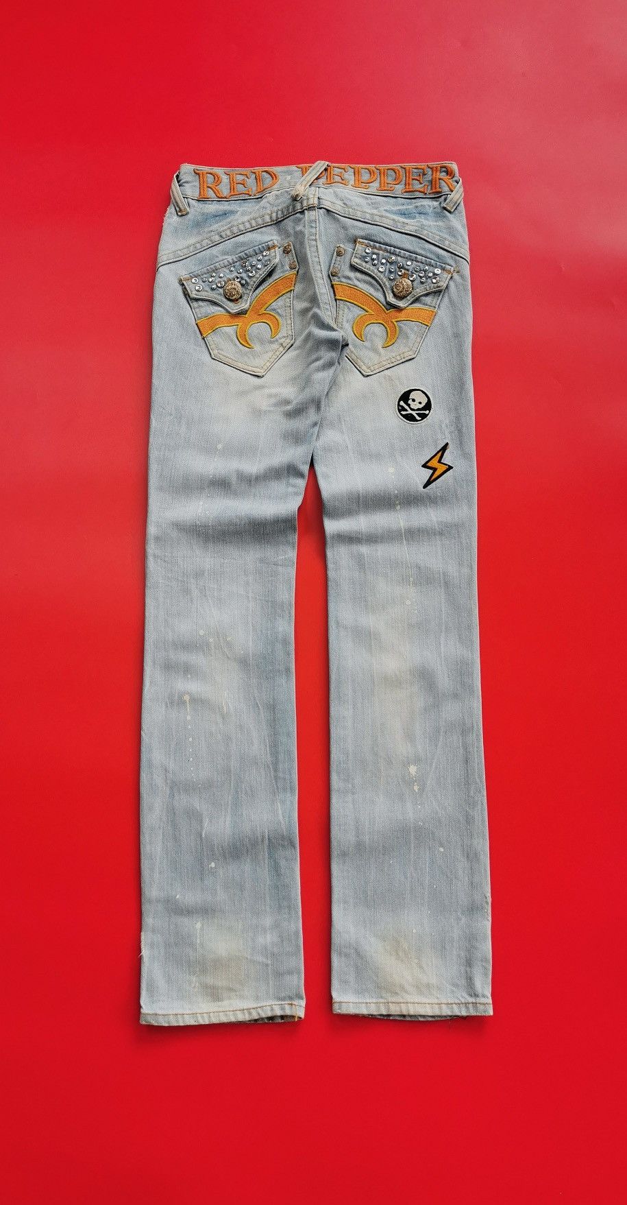 Japanese Brand Red Pepper Embroidery Patches Distressed Jeans Punk Size US 28 / EU 44 - 5 Thumbnail