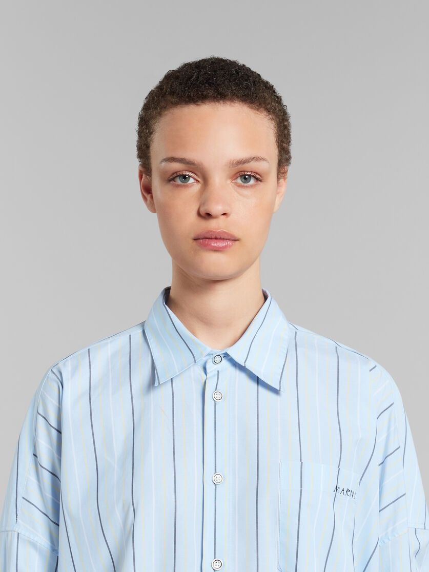 Marni o1w1db10125 Striped Cotton Shirt in Powder Blue Size S / US 4 / IT 40 - 4 Thumbnail