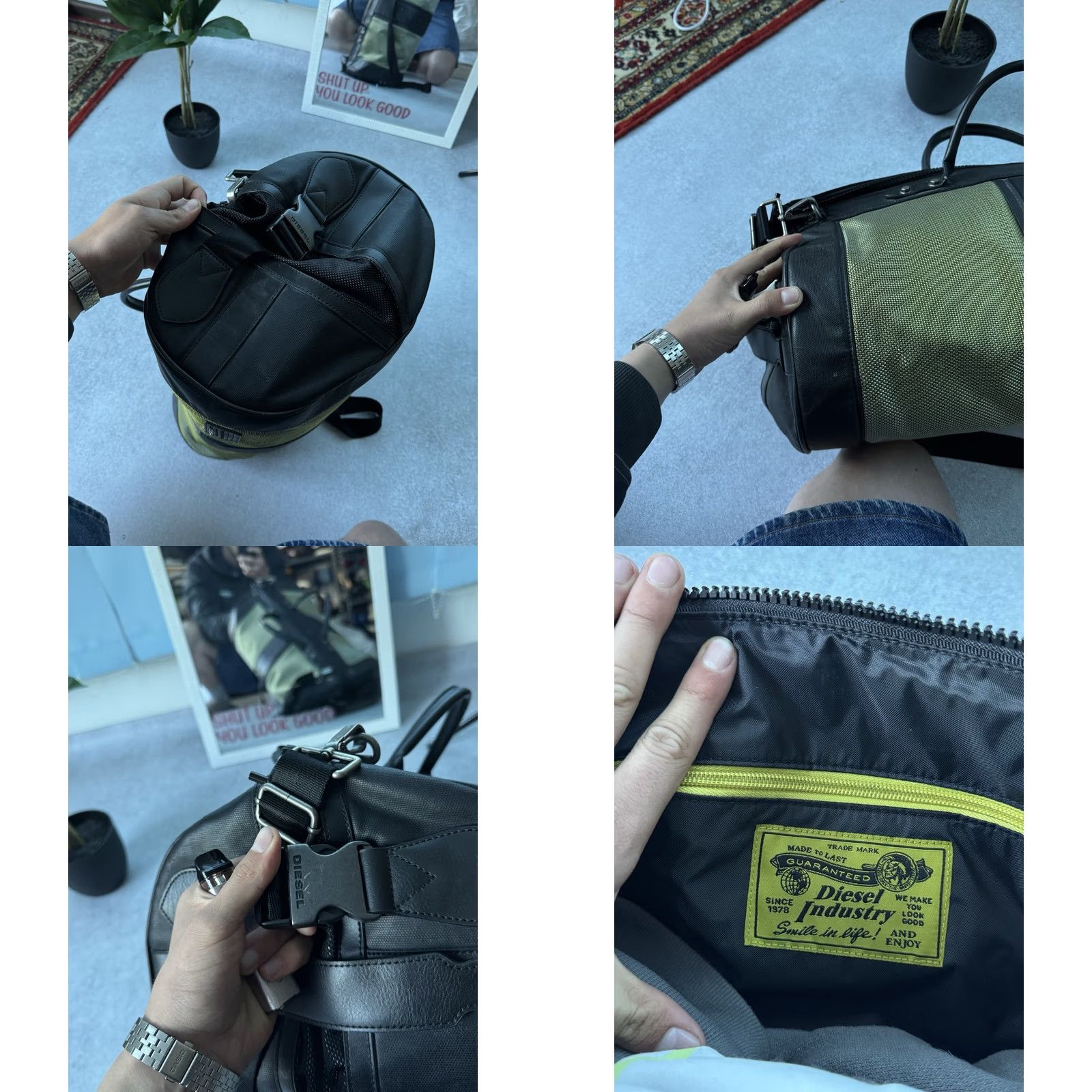 Diesel VINTAGE Diesel Travel Bag Sling Bag 90s Gray Green Large Men's Tote Bag Size ONE SIZE - 9 Thumbnail