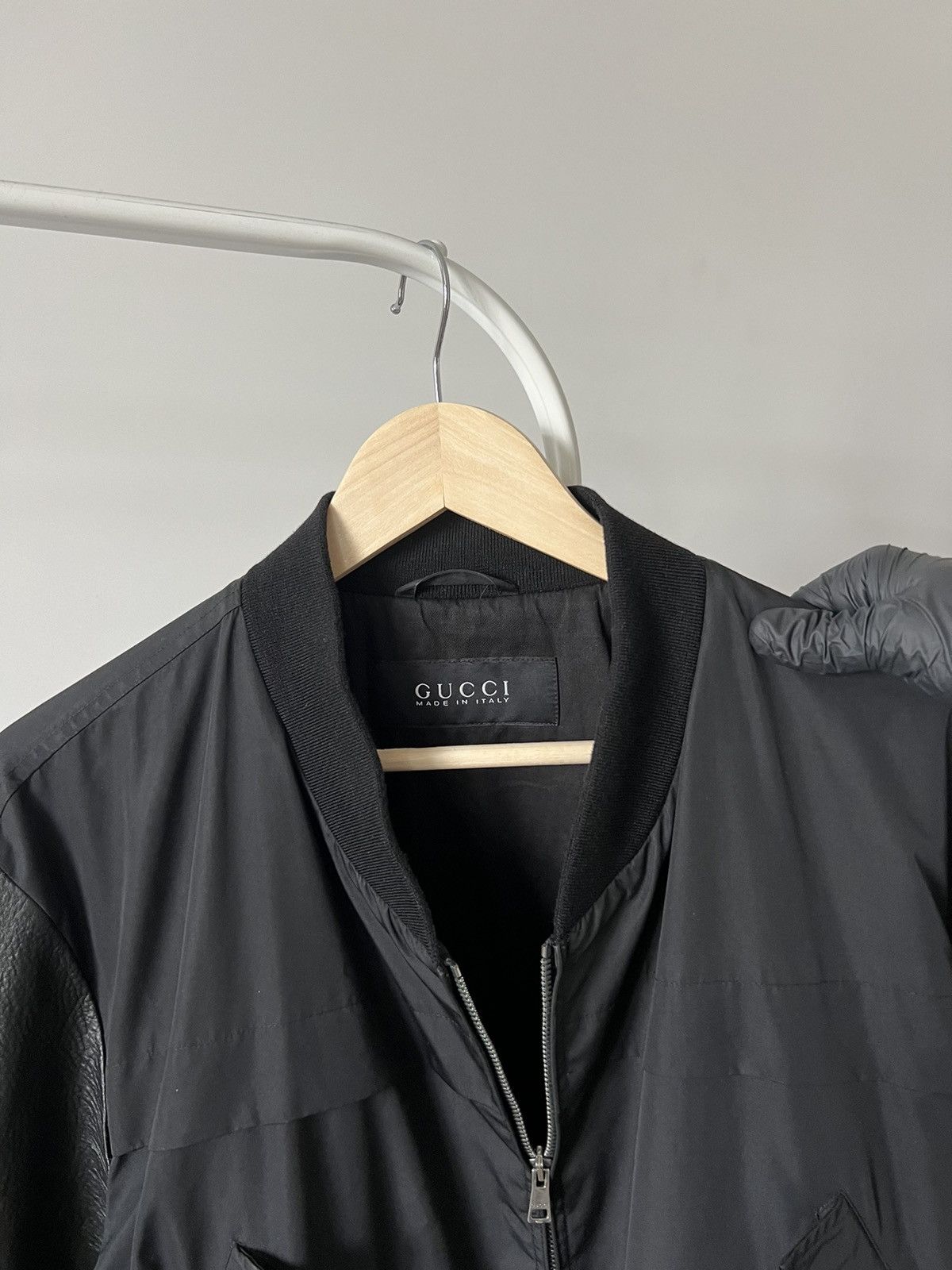 Gucci Gucci Bomber Jacket Leather Sleeve Rare Old Money Size US L / EU 52-54 / 3 - 4 Thumbnail