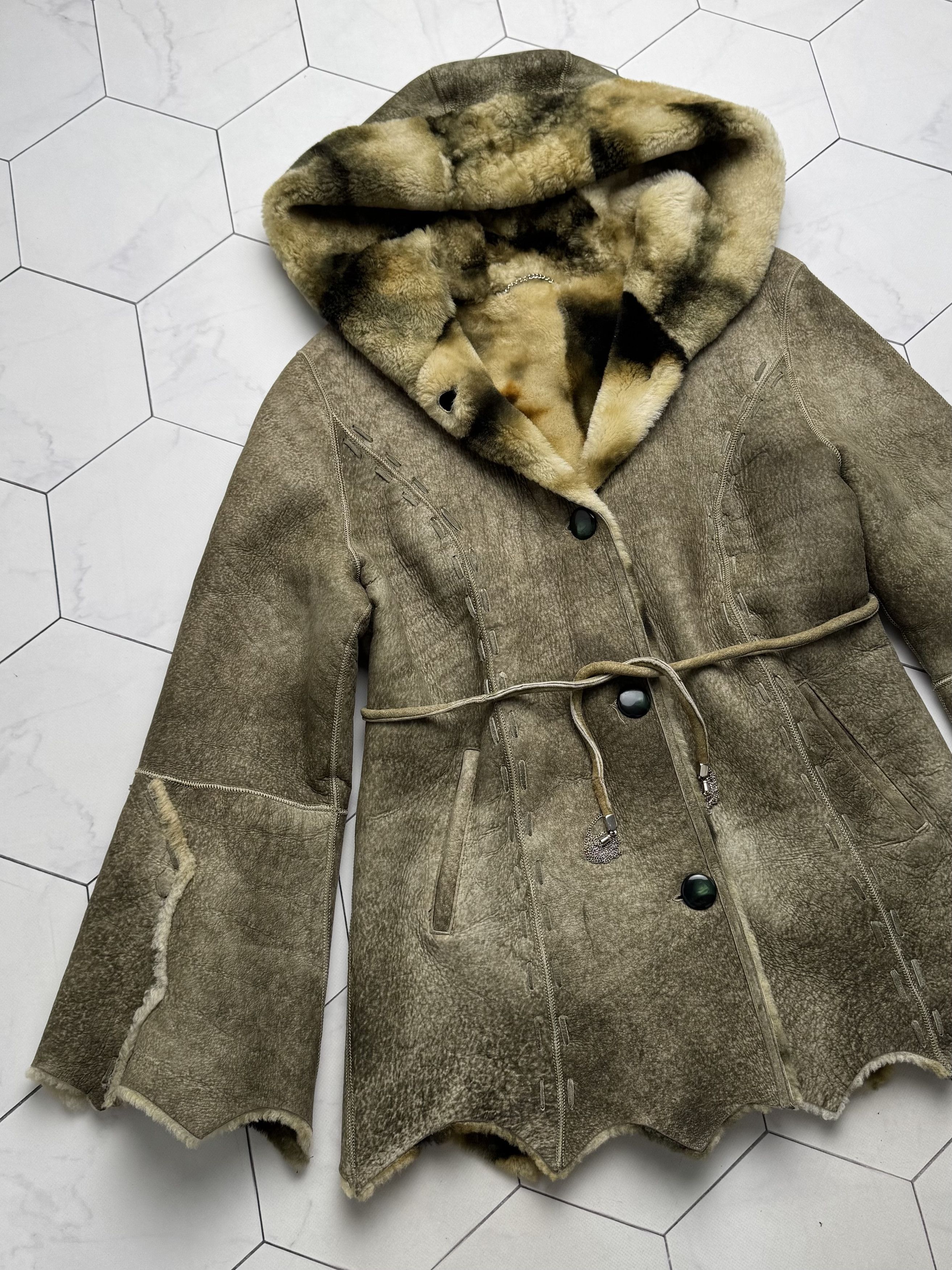 Vintage Vintage Real Sheepskin Hooded Coat (B505)E2D15 Size S / US 4 / IT 40 - 2 Thumbnail