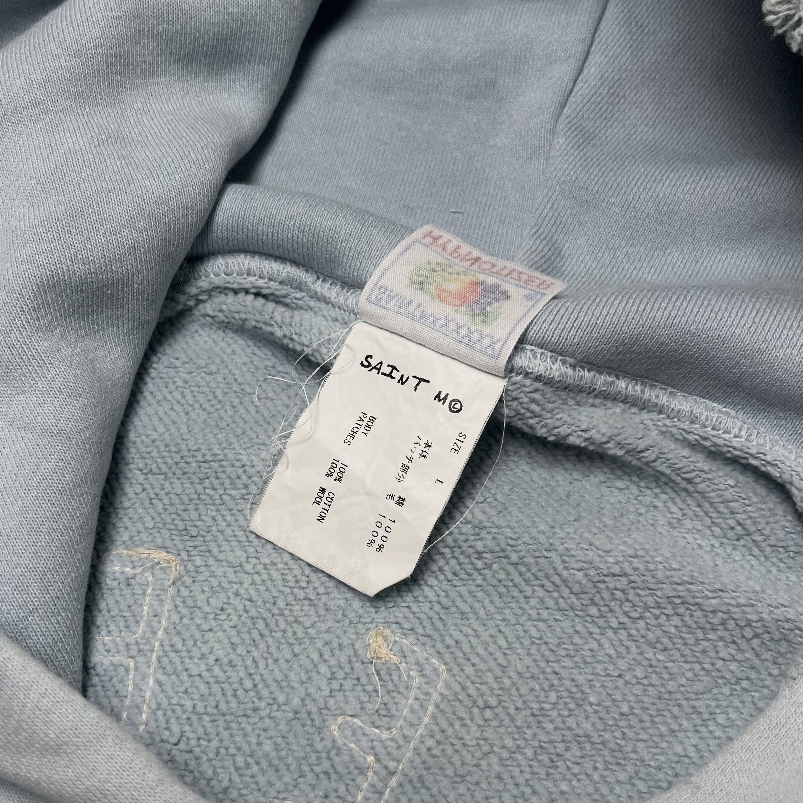 Saint Michael Saint Mxxxxxx "Saint" Hoodie Baby Blue Distressed FW22 Size US L / EU 52-54 / 3 - 10 Thumbnail