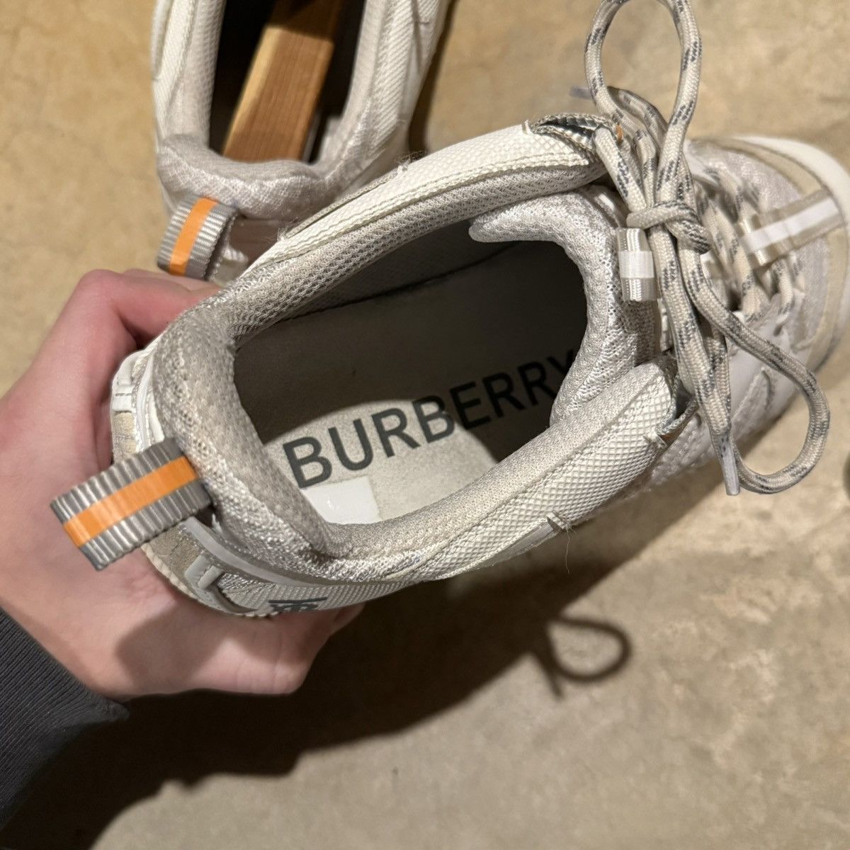 Burberry Burberry Union Mesh Leather Sneakers White US 12 Size US 12 / EU 45 - 14 Thumbnail