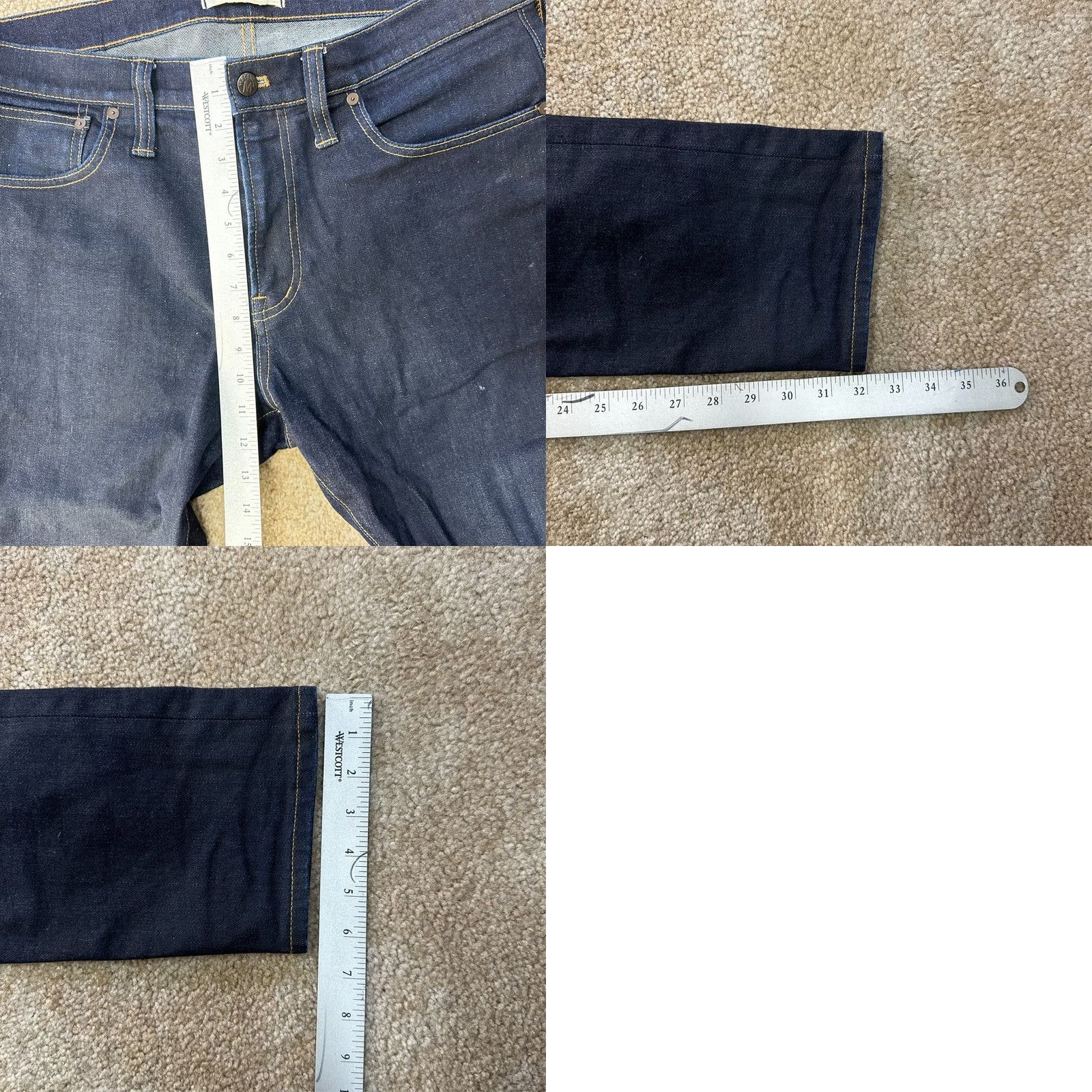 Madewell Madewell Jeans Mens 36x32 Blue Selvedge Skinny Dark Wash Stretch Denim MA260 Jeans Slim 5-Pocket Mens Regular Blue 32in Inseam Skinny MA260 Size US 36 / EU 52 - 9 Thumbnail