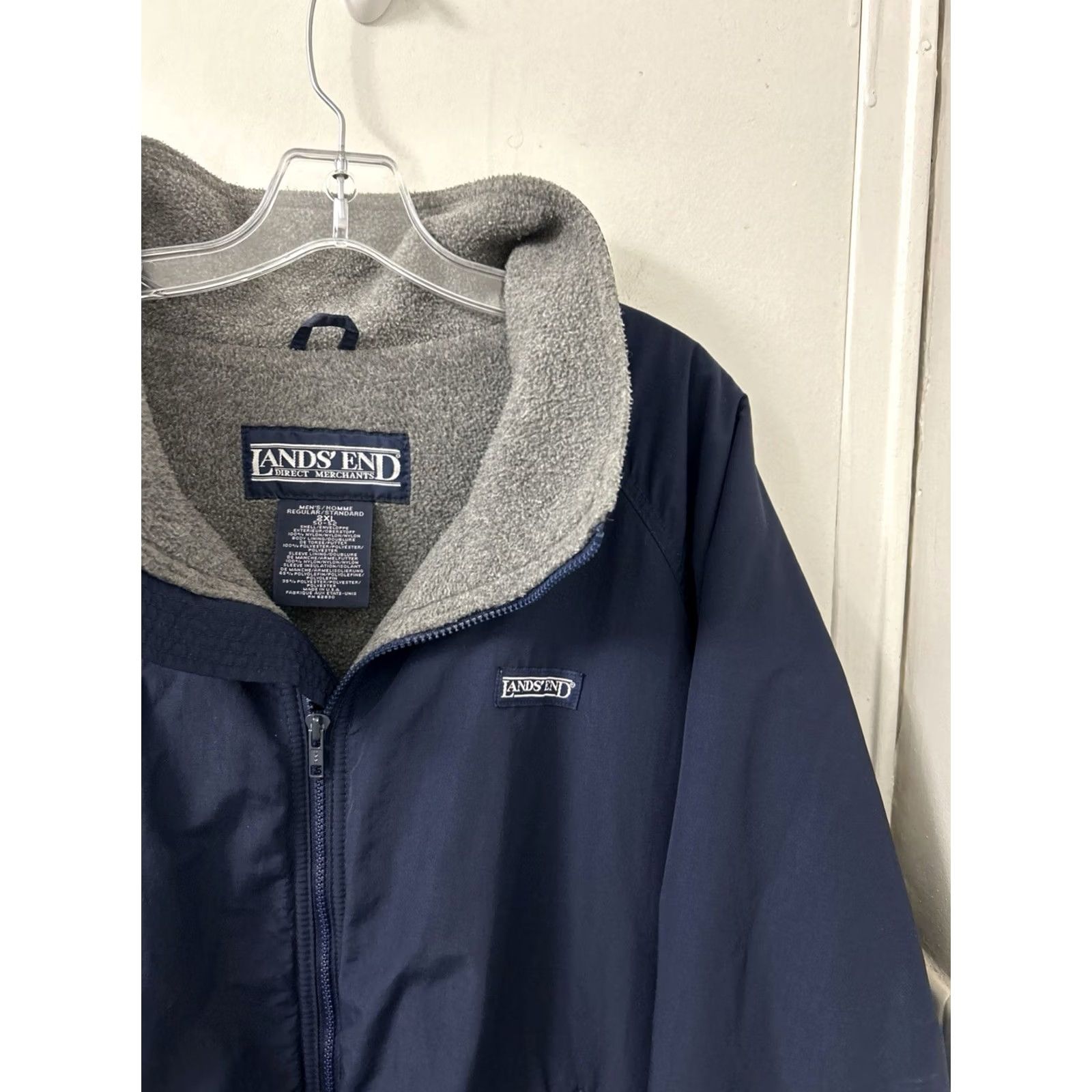 Lands' End VINTAGE Lands' End Squall Jacket Mens 2XL Blue Bomber Lined Zip Pockets Navy USA Made Squall Classic Size US XXL / EU 58 / 5 - 4 Thumbnail