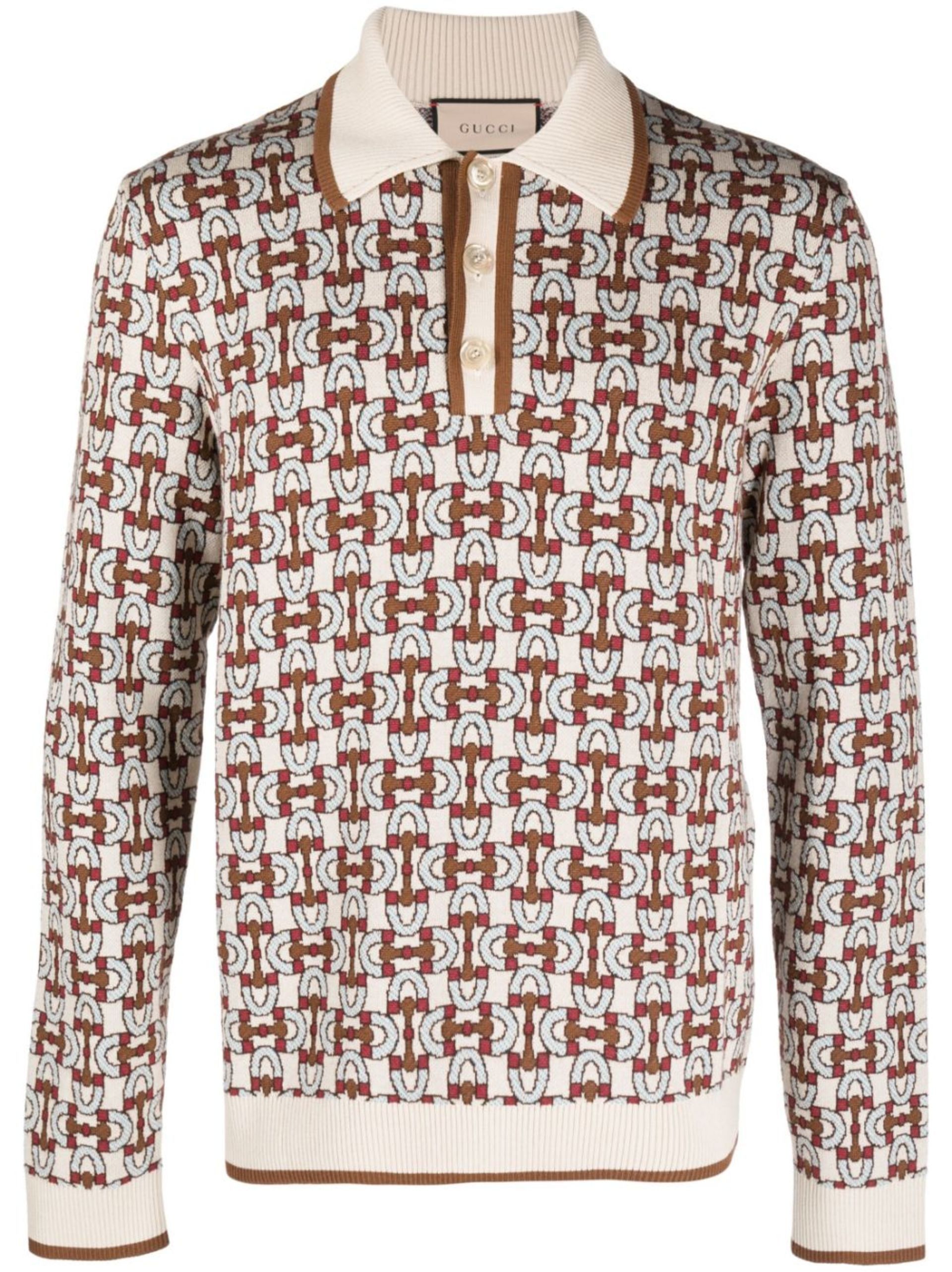 Gucci o1s1wg110225 Horsebit Cotton Jacquard Polo Shirt Multicolor Size US XXL / EU 58 / 5 - 1 Thumbnail