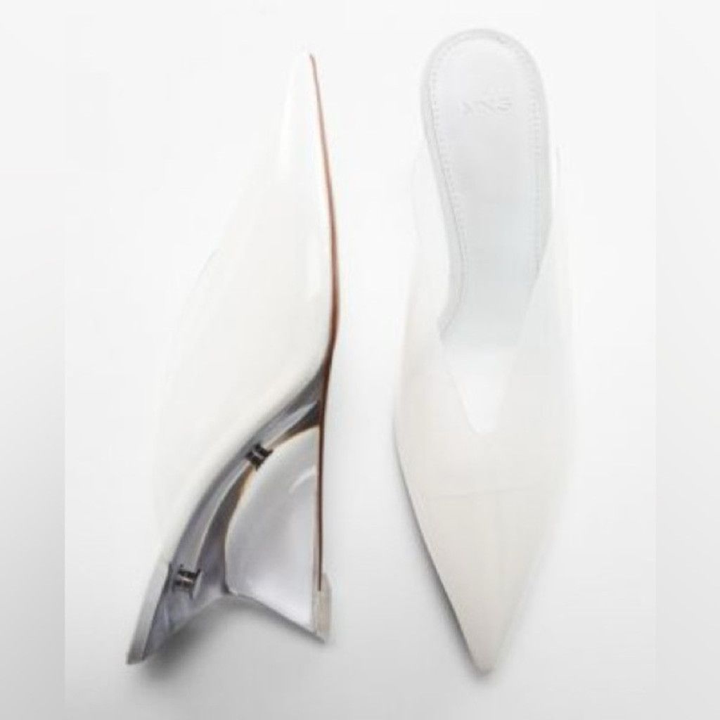 Mango Mango Transparent Vinyl Pointy Toe Sculptural Wedge Shoes 39 Size US 8 / IT 38 - 3 Thumbnail