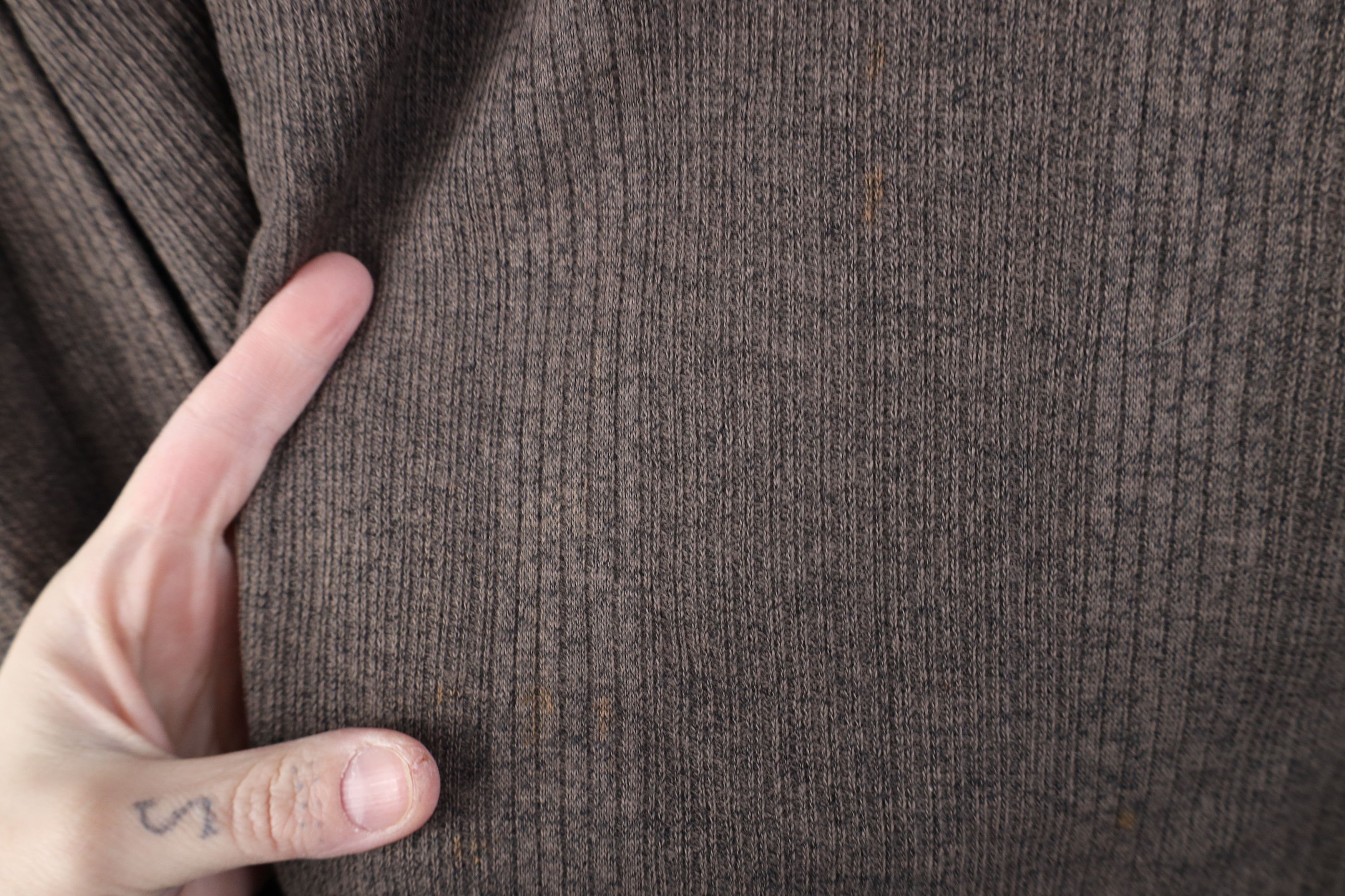 Vintage Vintage 90s Streetwear Ribbed Knit Long Sleeve Polo Brown Size US XL / EU 56 / 4 - 4 Thumbnail