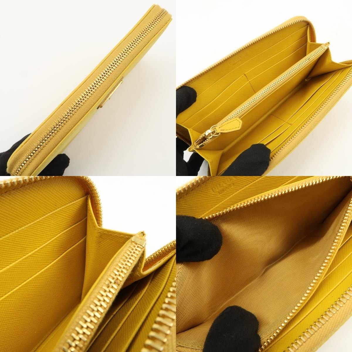 Prada Prada Triangle Logo Nylon Zippy Wallet Yellow Size ONE SIZE - 7 Thumbnail